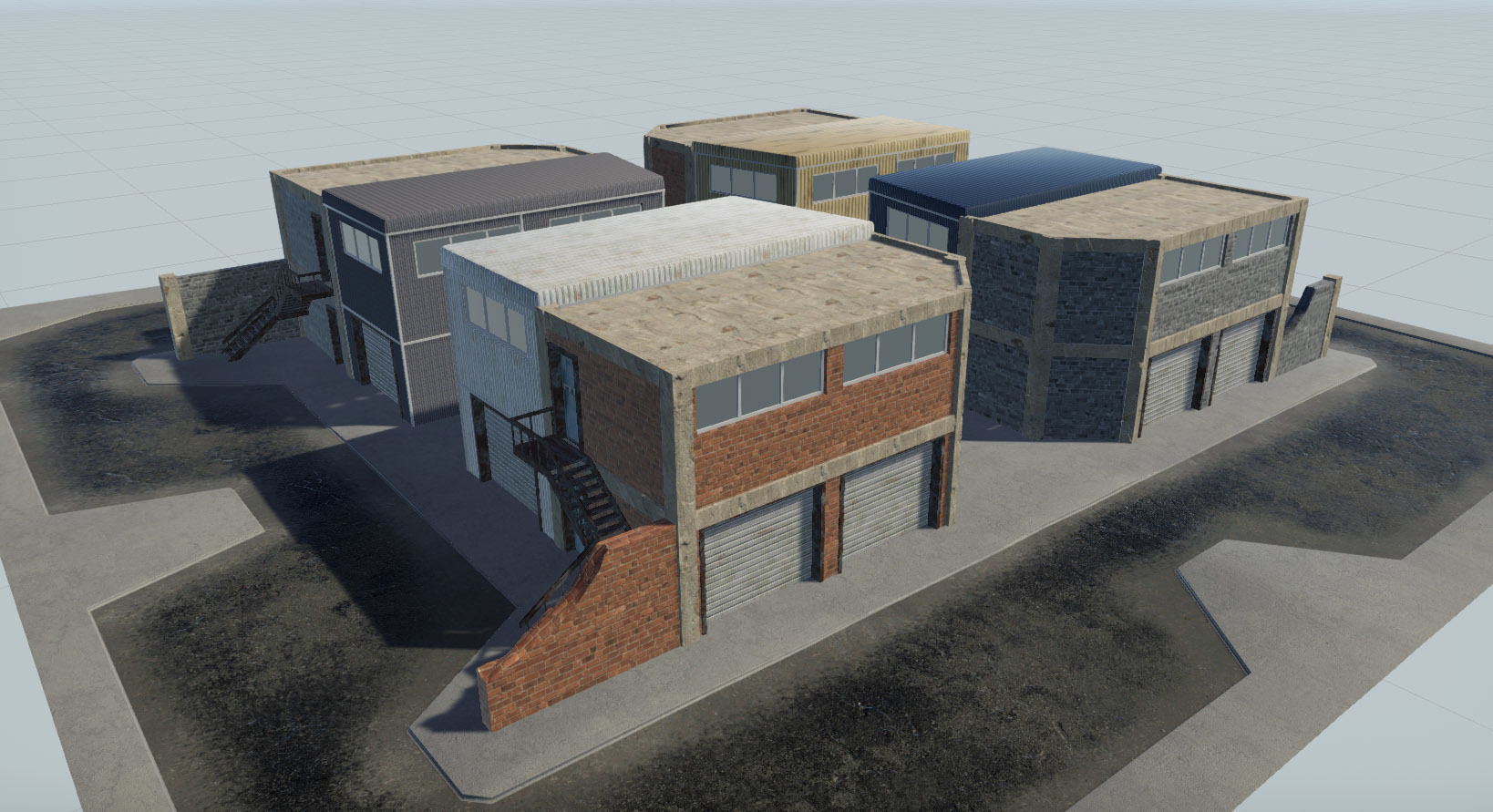 Modular Industrial Buildings Low-poly 3D model_2