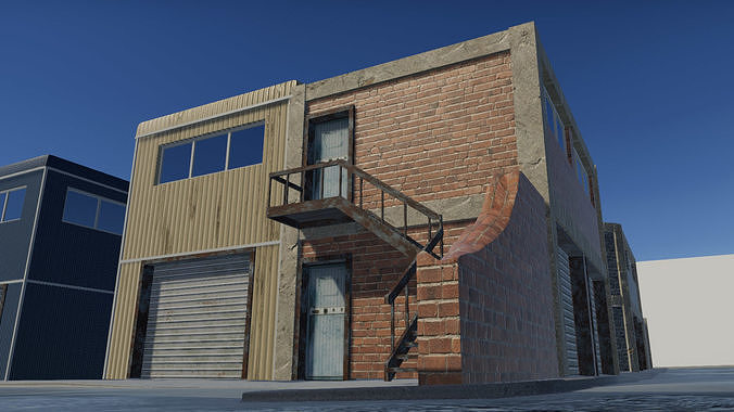 Modular Industrial Buildings Low-poly 3D model