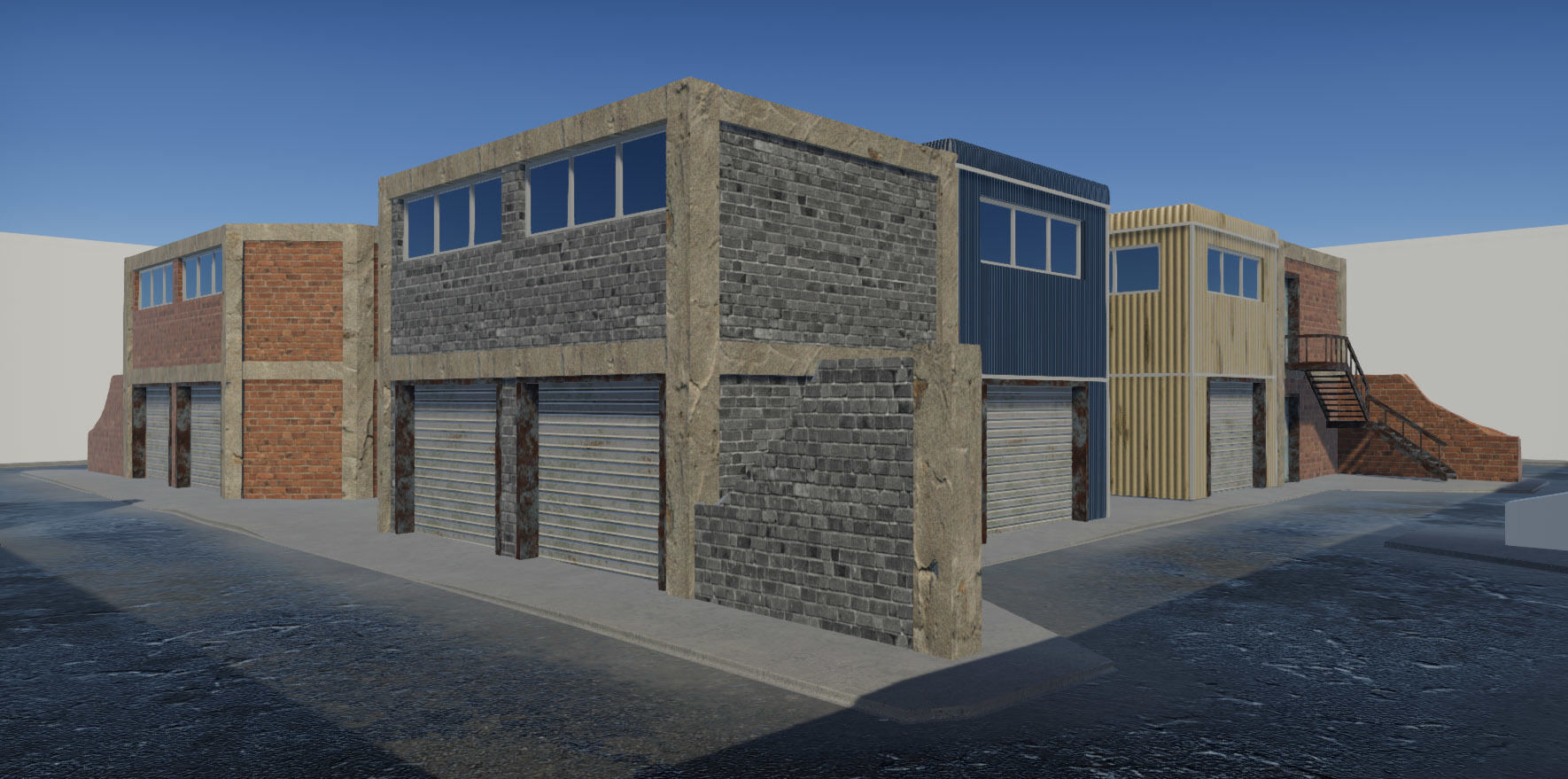 Modular Industrial Buildings Low-poly 3D model_1