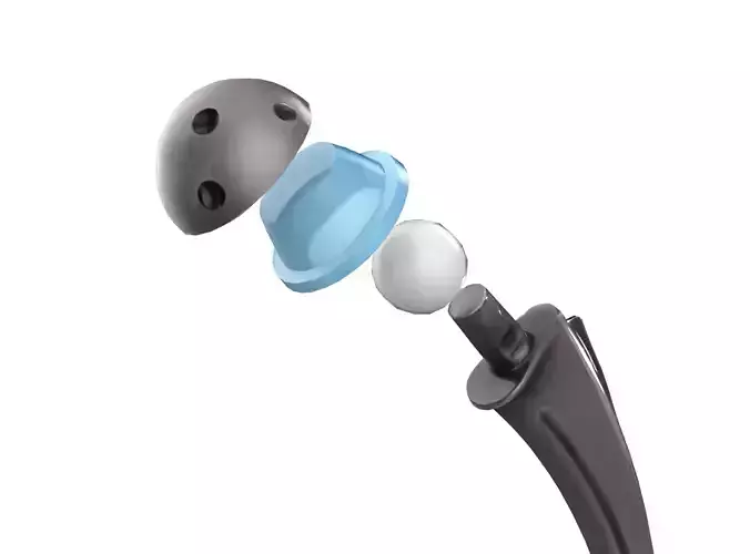Hip replacement implant and 4 bonus texture Low-poly 3D model