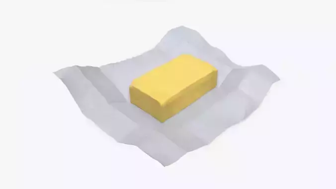 Butter with paper on ground 3D model