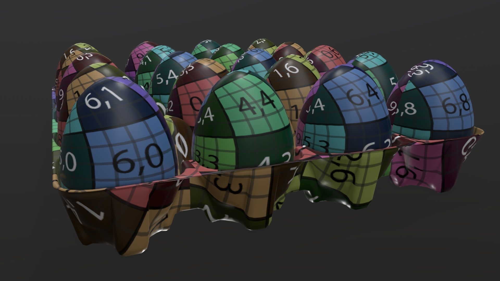 Egg paper cardboard base for 20 eggs 3D model_11