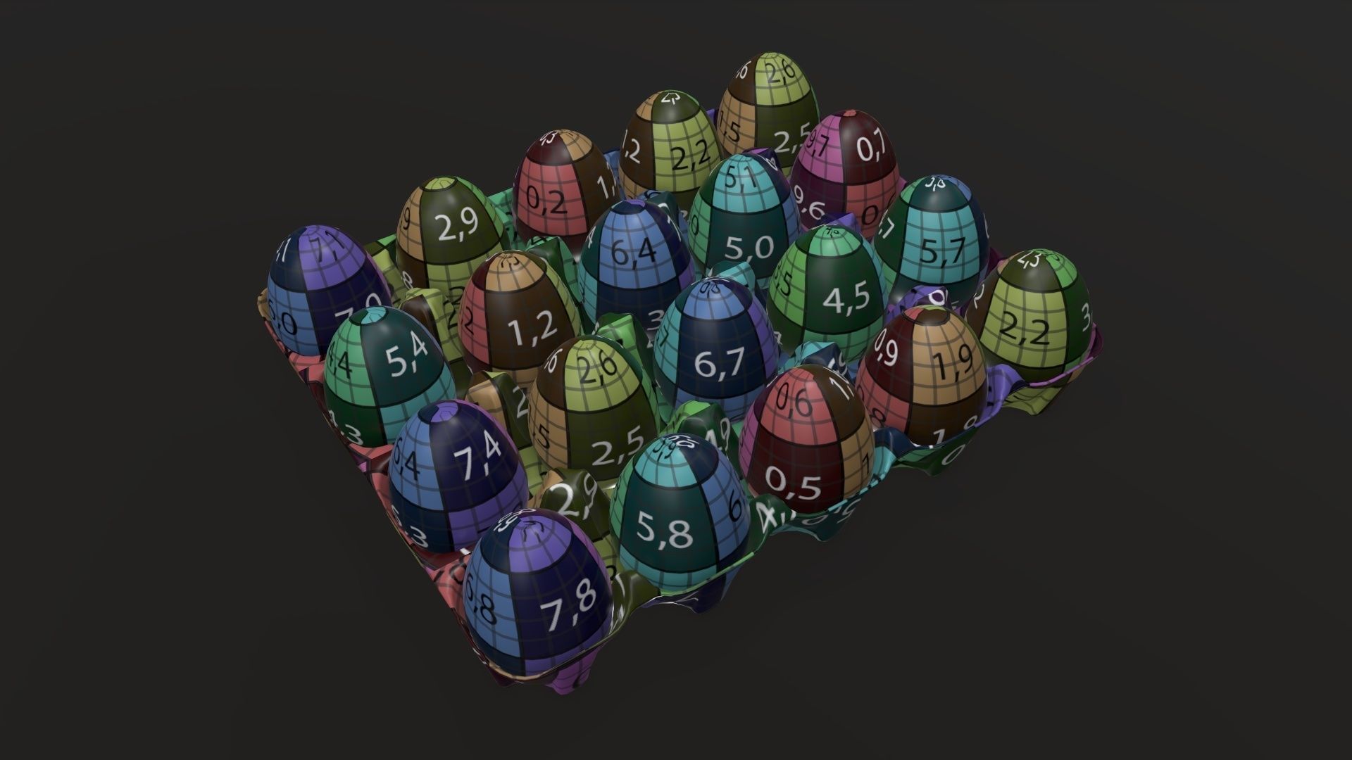 Egg paper cardboard base for 20 eggs 3D model_9