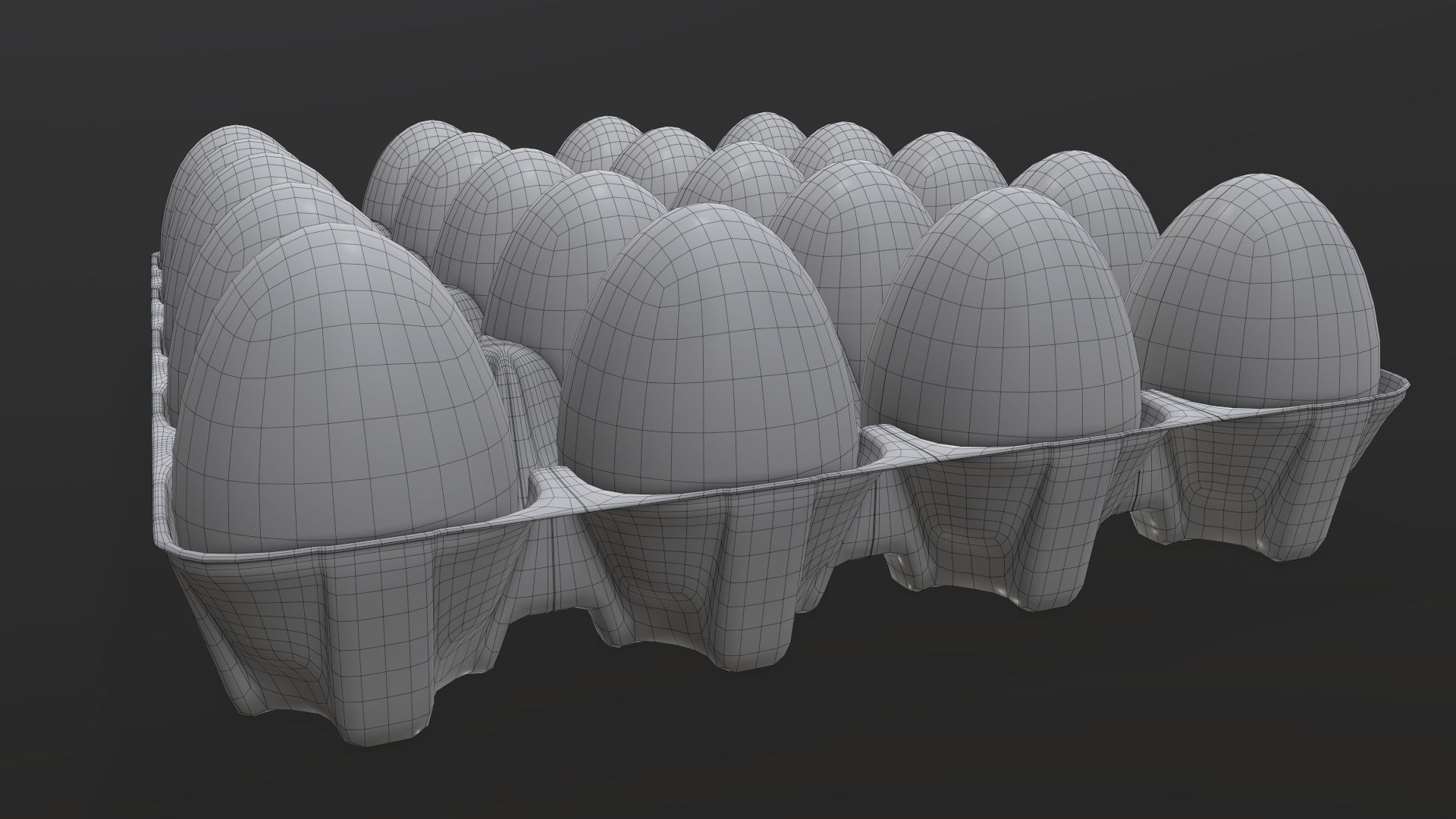 Egg paper cardboard base for 20 eggs 3D model_7