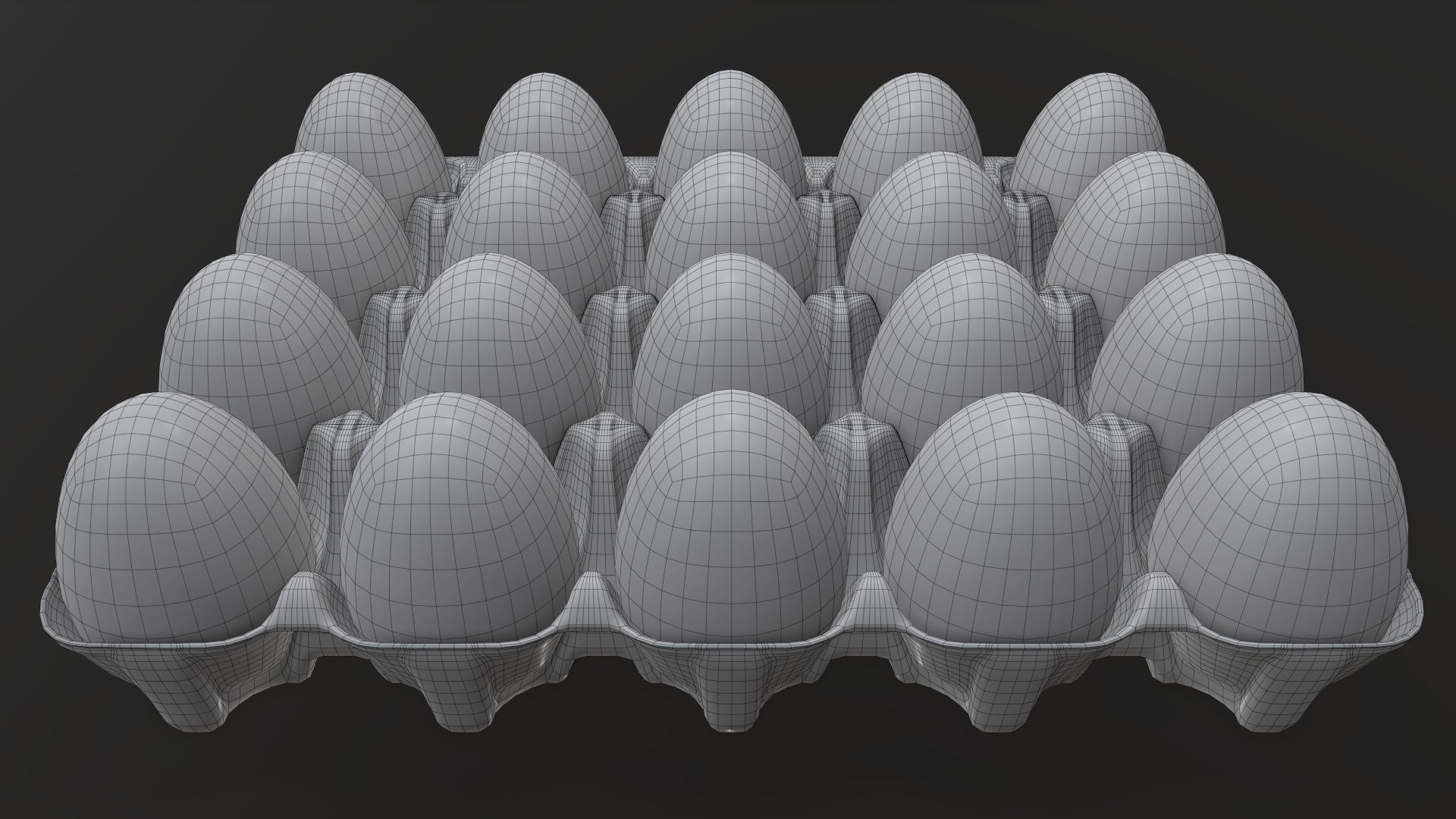 Egg paper cardboard base for 20 eggs 3D model_6