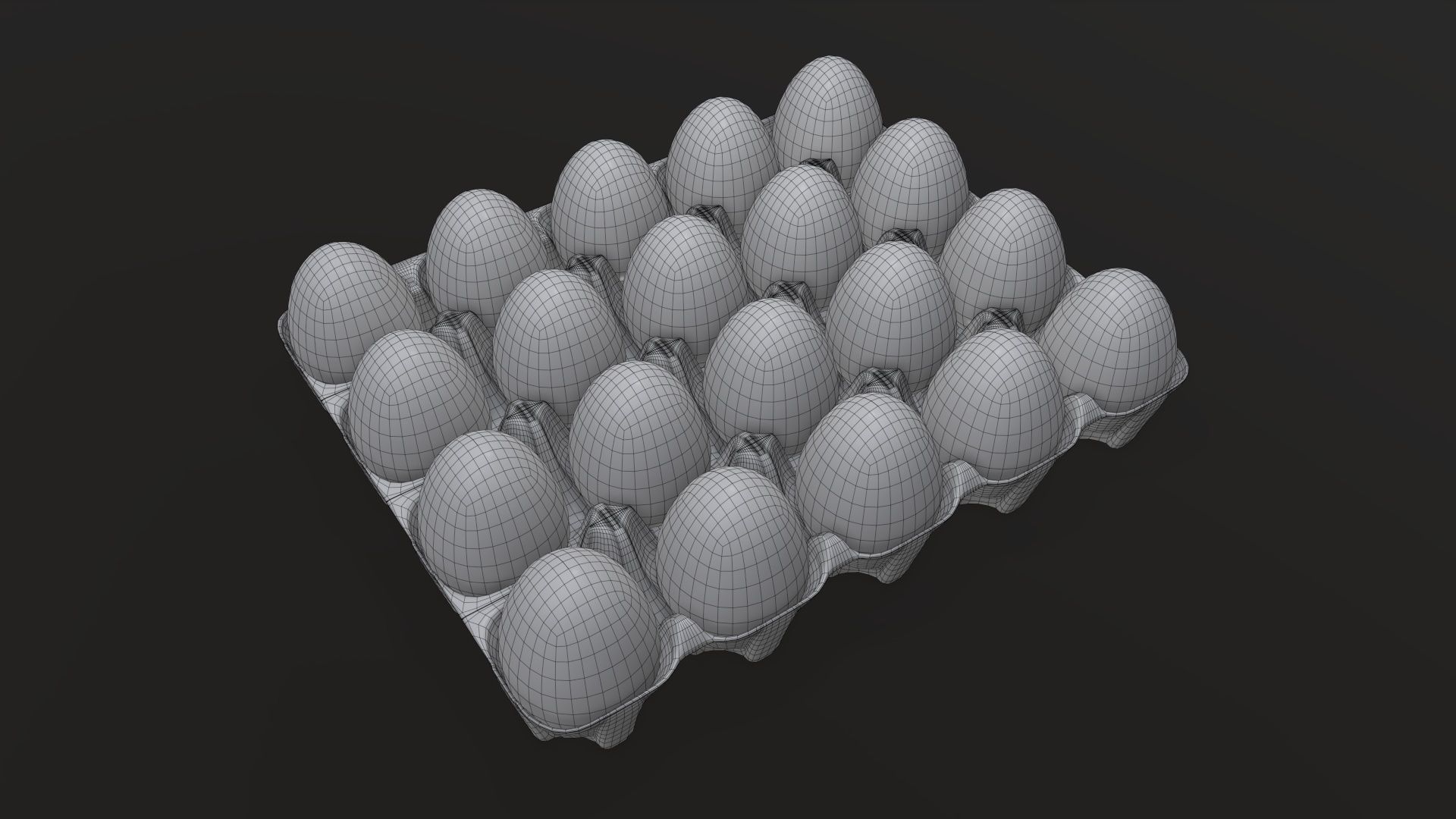 Egg paper cardboard base for 20 eggs 3D model_5