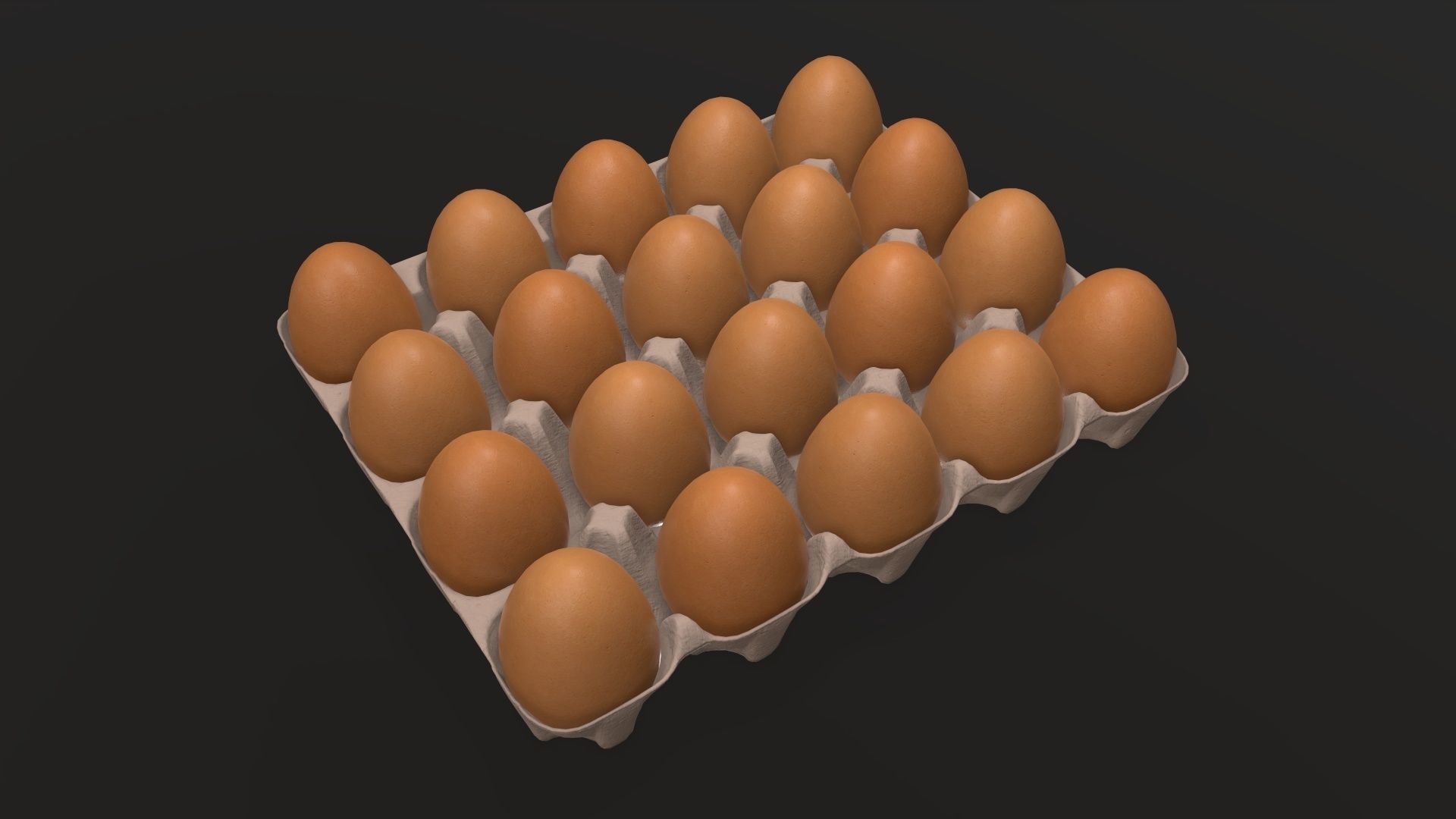 Egg paper cardboard base for 20 eggs 3D model_1
