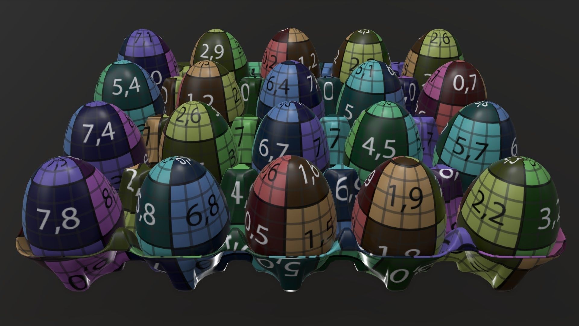 Egg paper cardboard base for 20 eggs 3D model_10