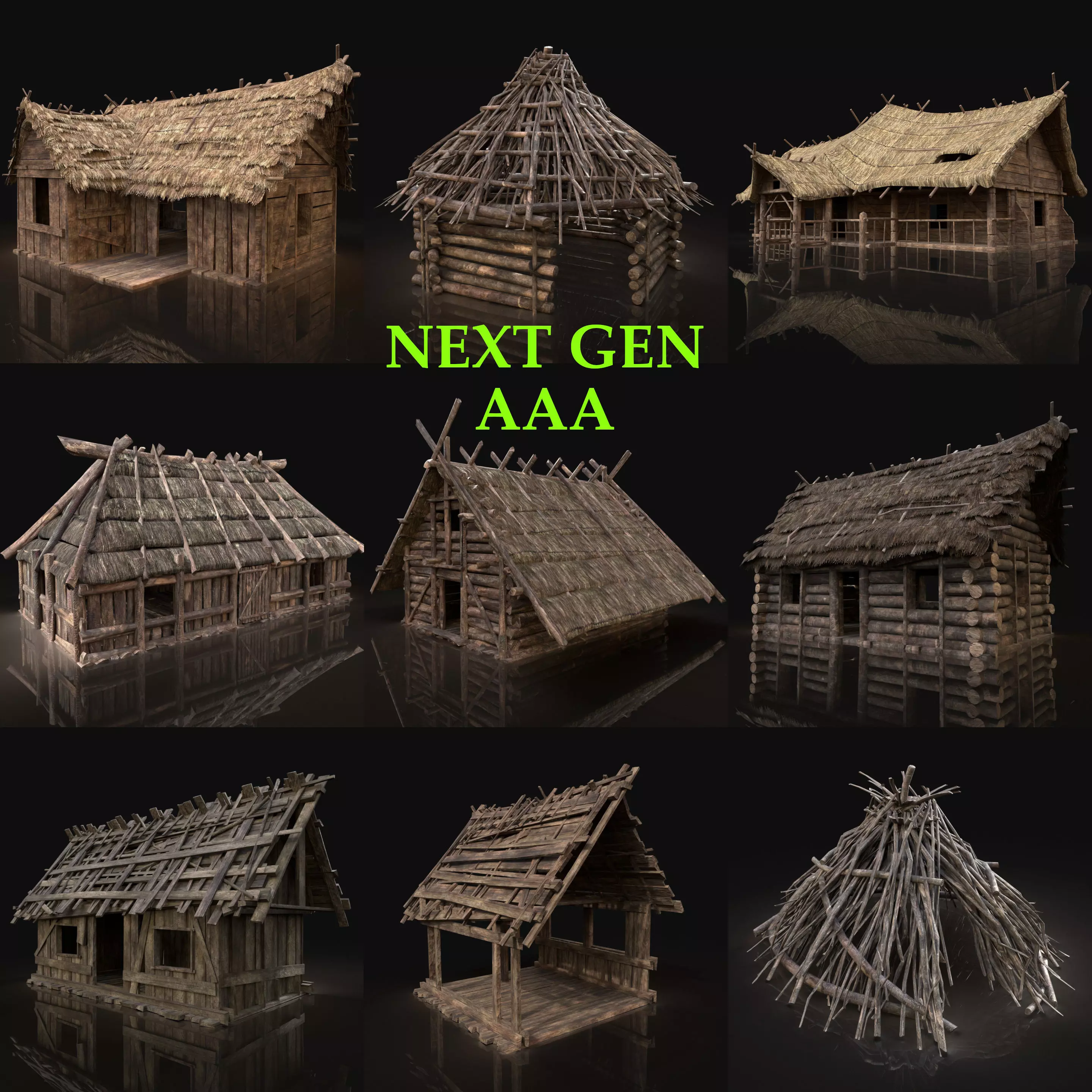 AAA NEXT GEN COTTAGE AND Huts Pack Builder Generic 3D Model Collection_0