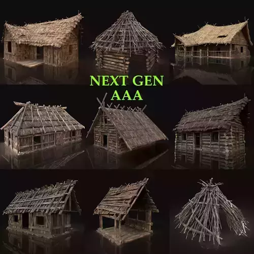 AAA NEXT GEN COTTAGE AND Huts Pack Builder Generic 3D Model Collection