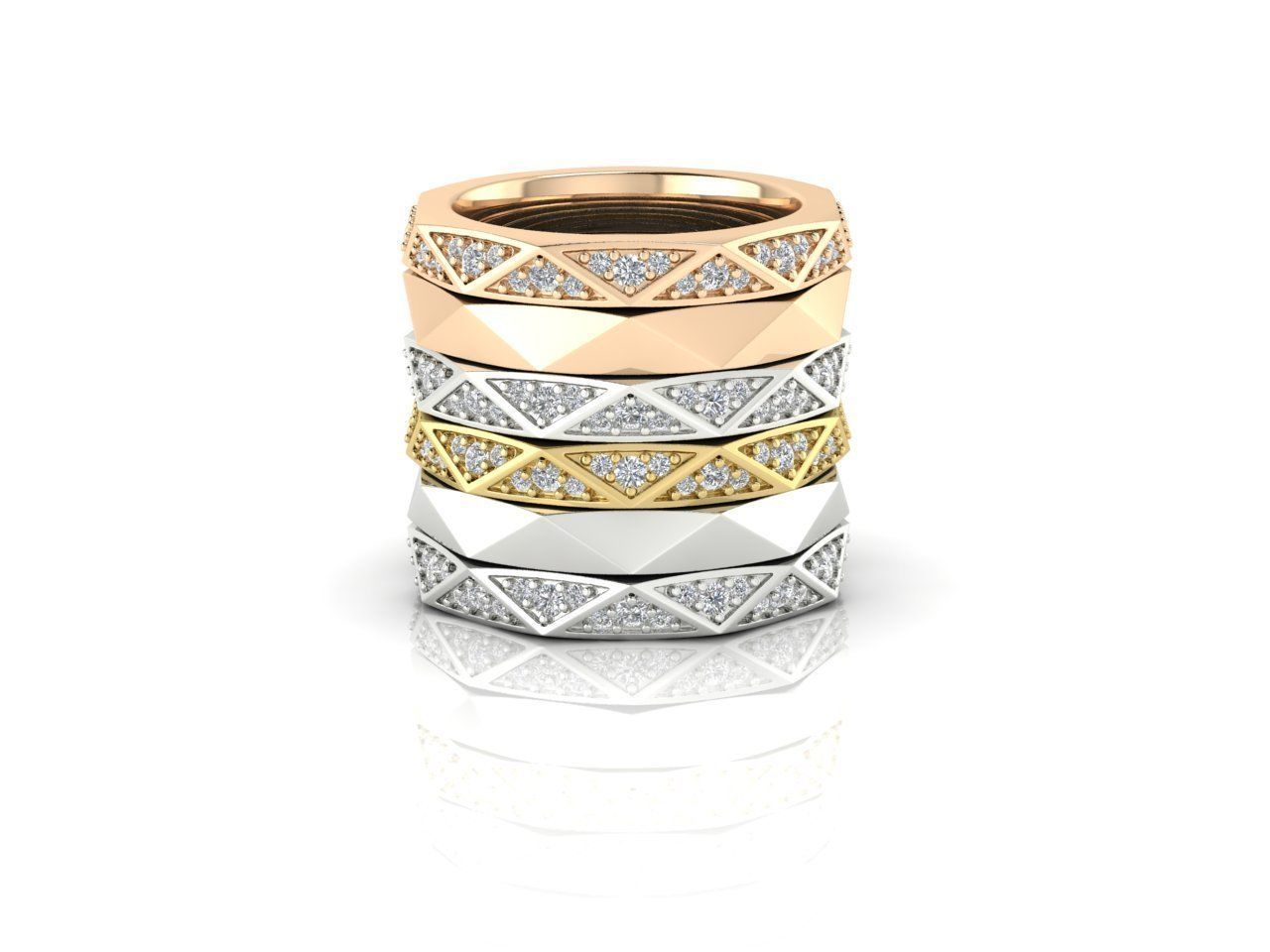 Collection 11 stack of rings with diamonds _2