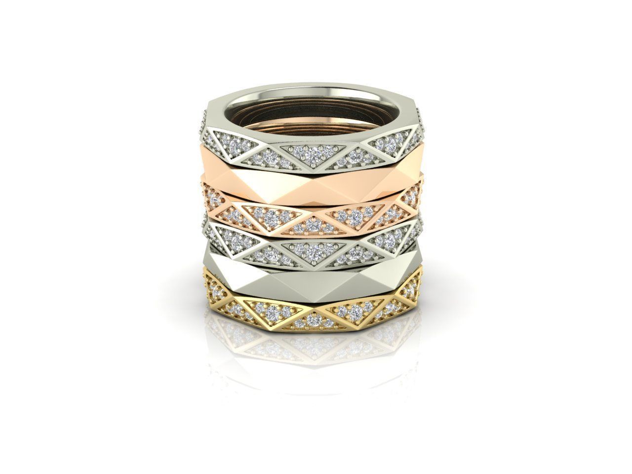 Collection 11 stack of rings with diamonds _1