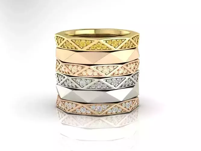 Collection 11 stack of rings with diamonds