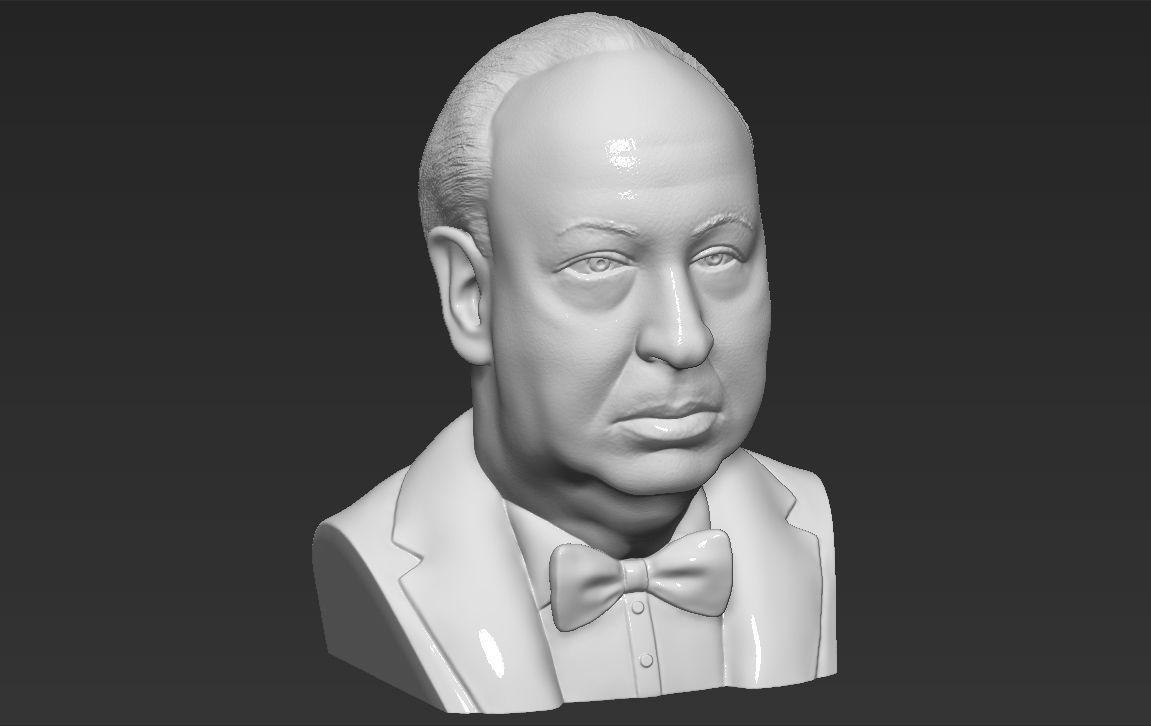 Alfred Hitchcock bust 3D printing ready stl obj formats 3D print model_15