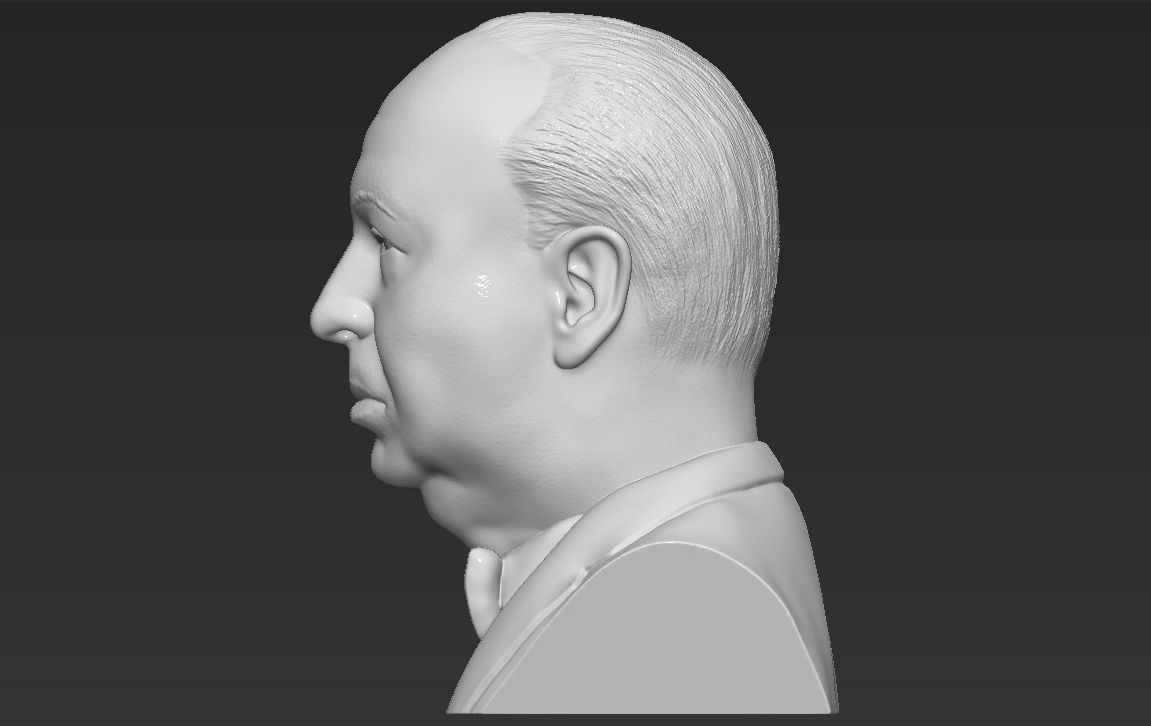 Alfred Hitchcock bust 3D printing ready stl obj formats 3D print model_7