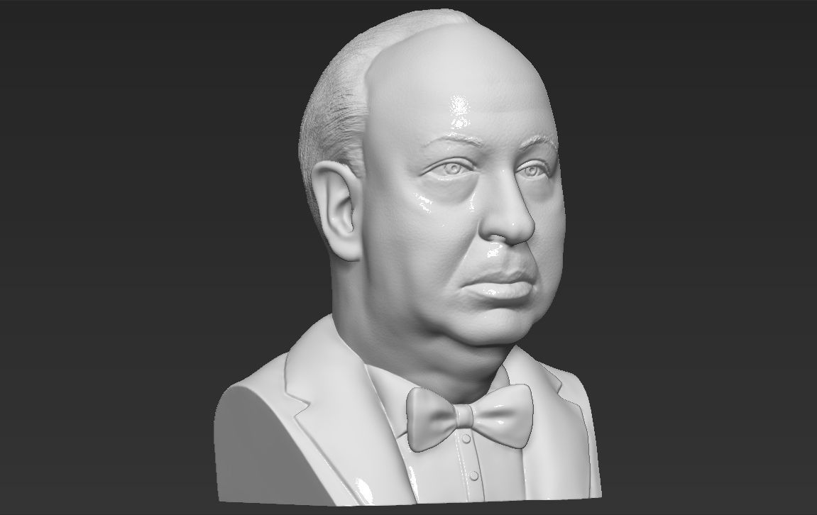 Alfred Hitchcock bust 3D printing ready stl obj formats 3D print model_13