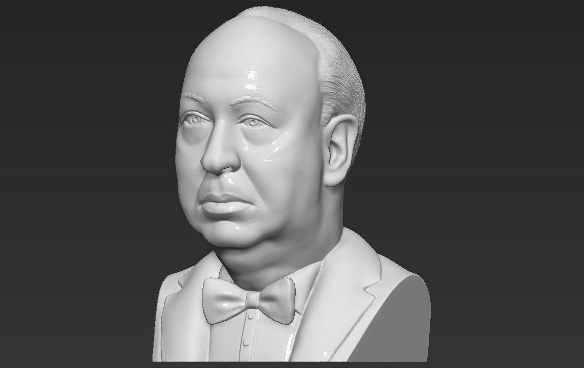 Alfred Hitchcock bust 3D printing ready stl obj formats 3D print model_6