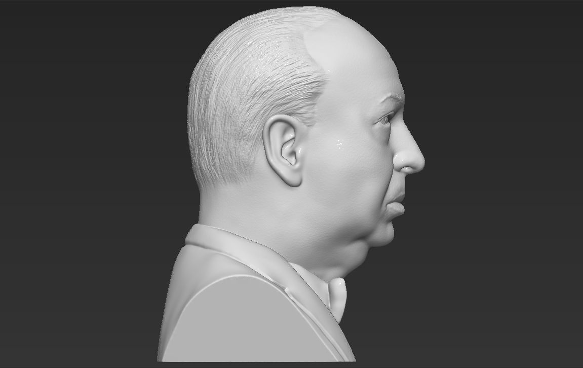 Alfred Hitchcock bust 3D printing ready stl obj formats 3D print model_11