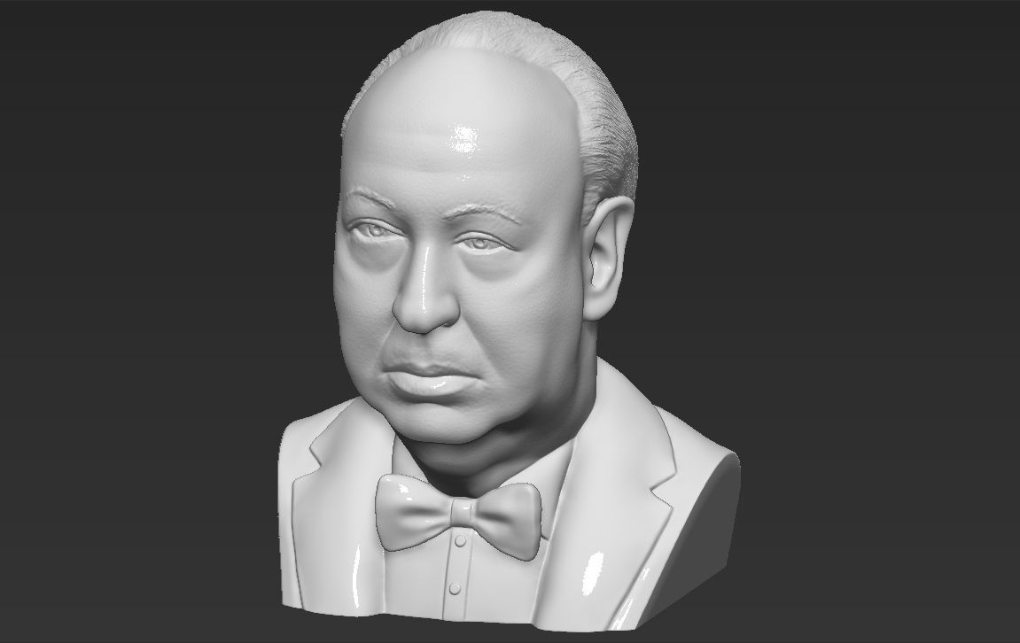 Alfred Hitchcock bust 3D printing ready stl obj formats 3D print model_16