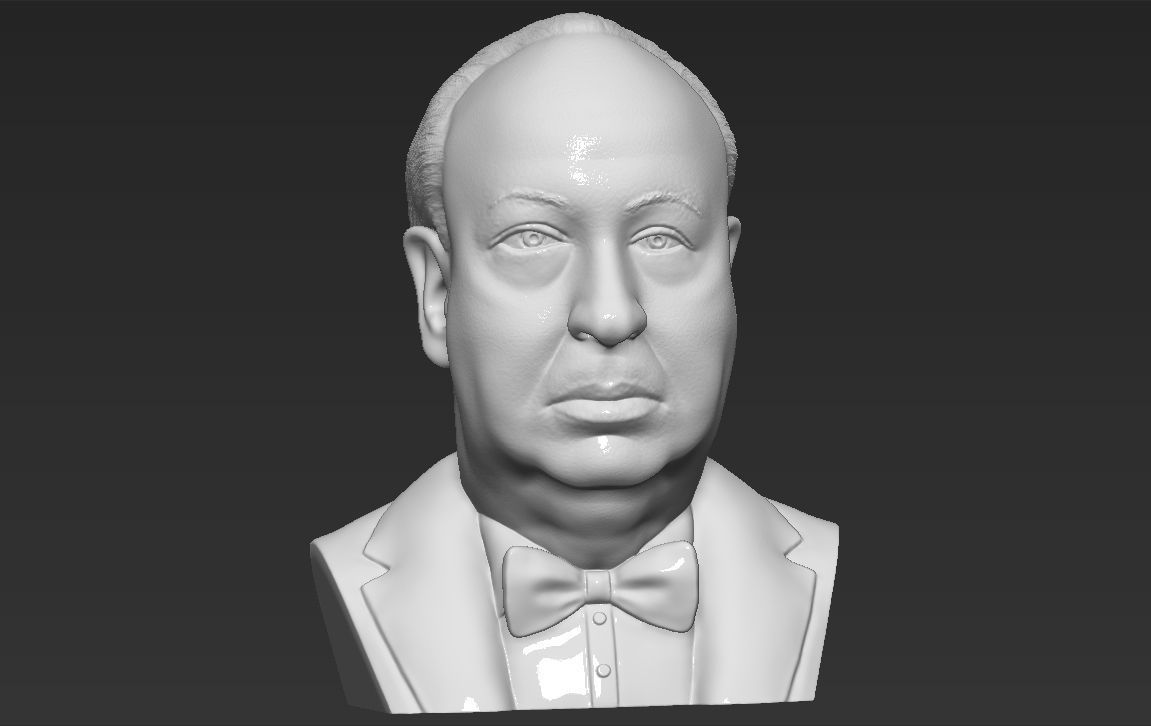 Alfred Hitchcock bust 3D printing ready stl obj formats 3D print model_14