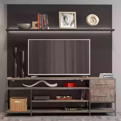 TV Shelf Decorative Low-poly 3D model