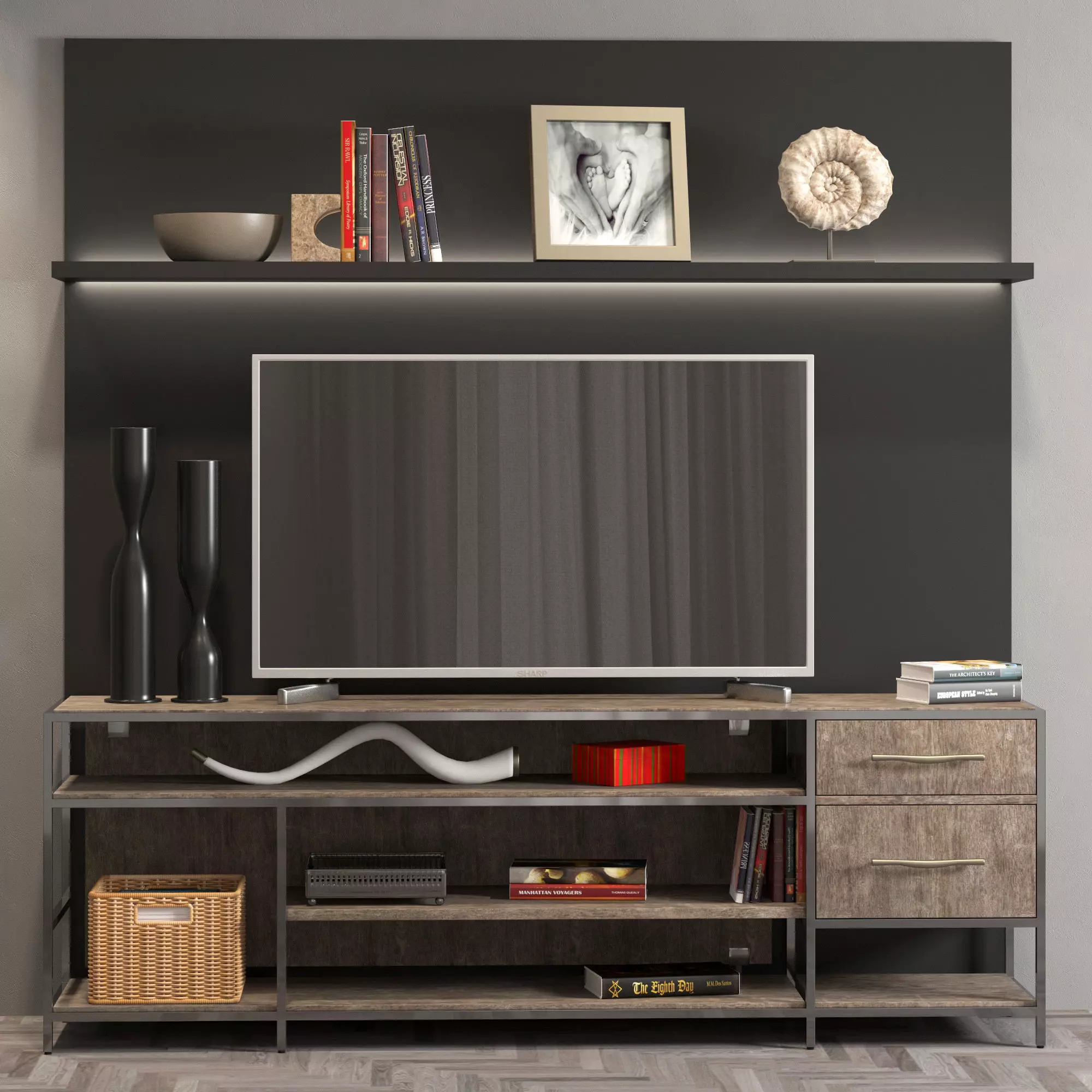 TV Shelf Decorative Low-poly 3D model