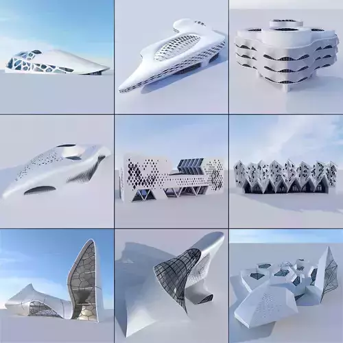 Futuristic building collection 