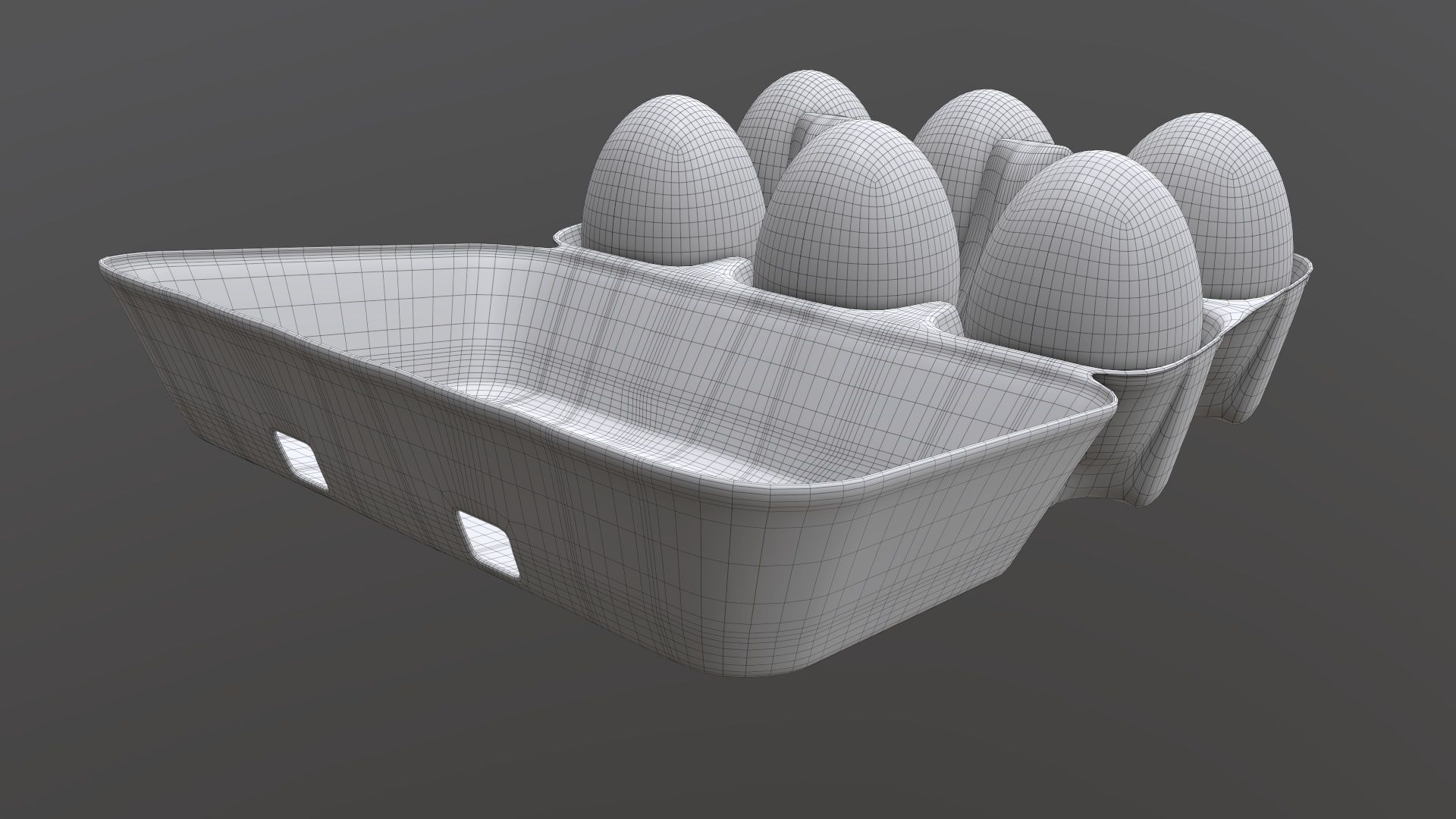 Egg paper cardboard package for 6 eggs opened 3D model_7