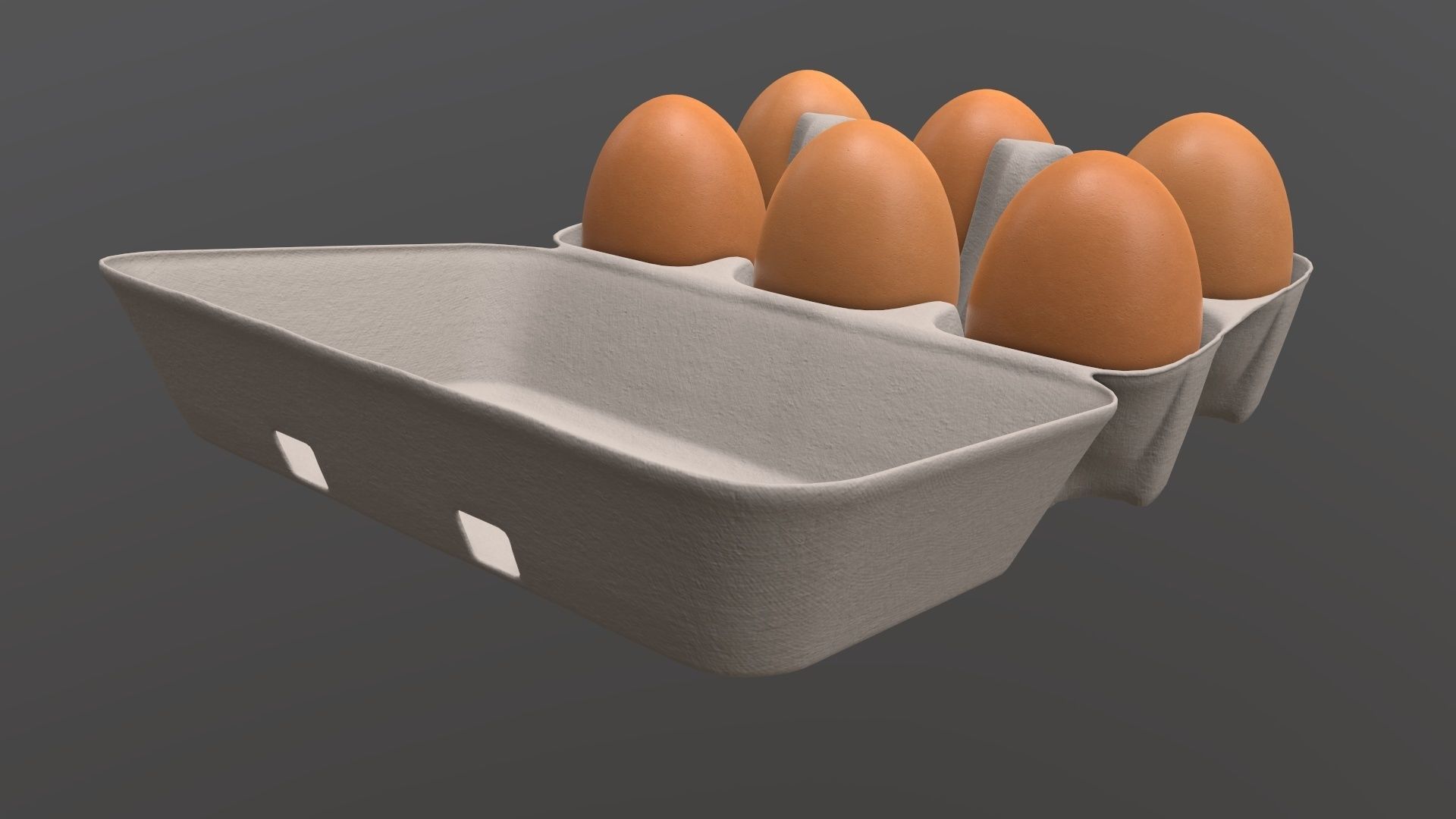 Egg paper cardboard package for 6 eggs opened 3D model_3