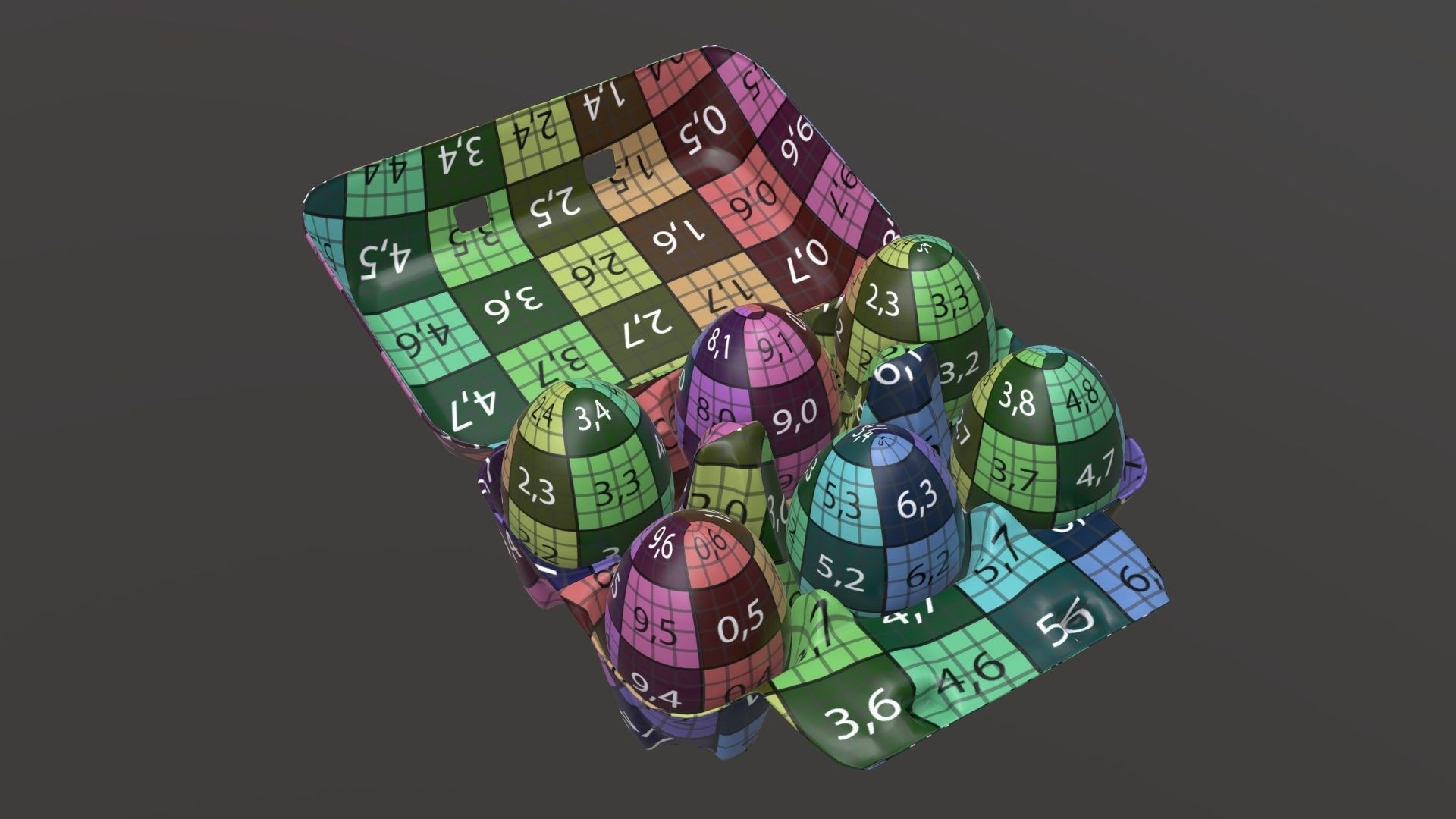 Egg paper cardboard package for 6 eggs opened 3D model_9