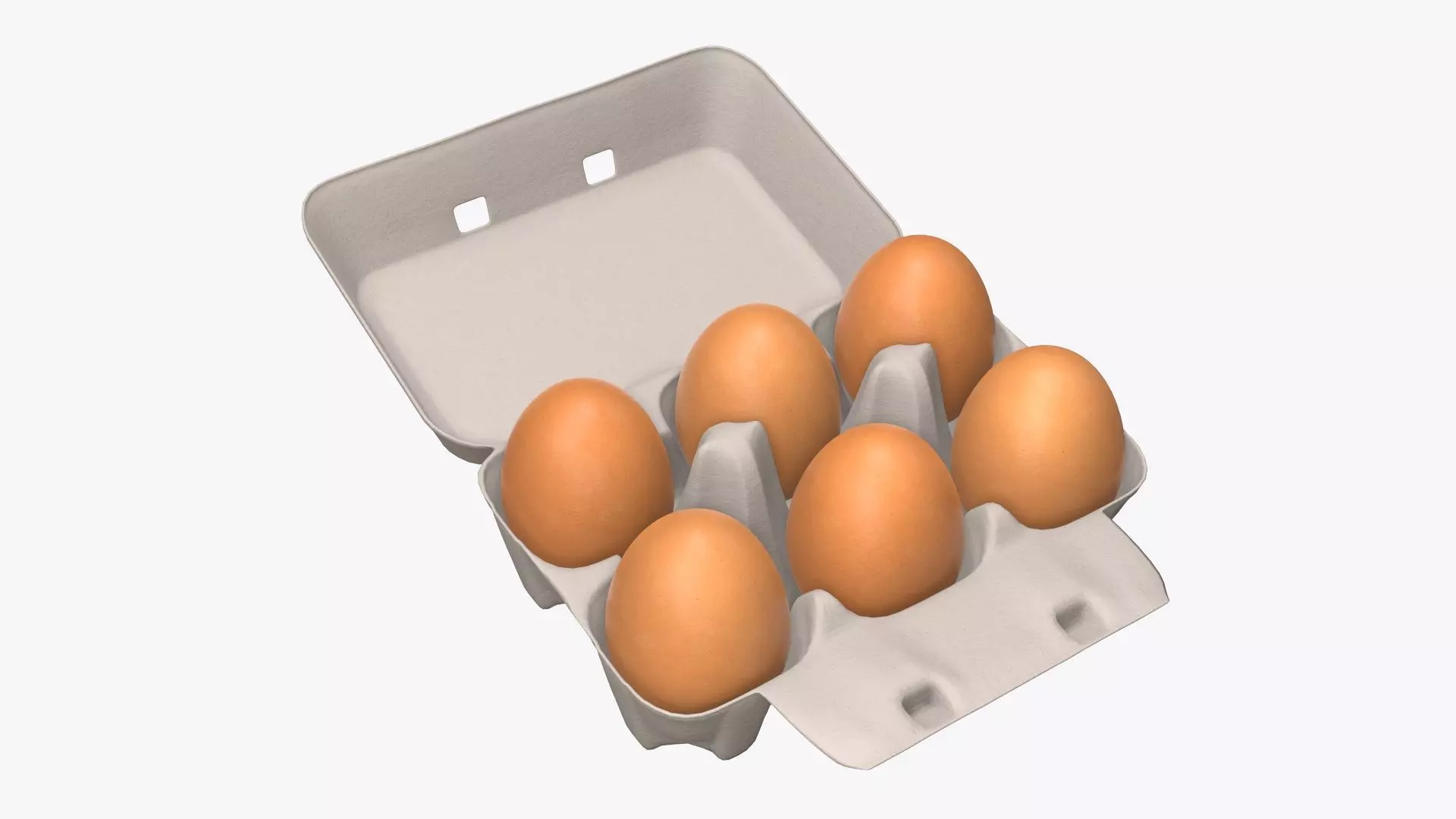 Egg paper cardboard package for 6 eggs opened 3D model_0