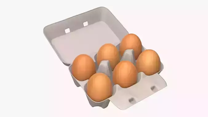 Egg paper cardboard package for 6 eggs opened 3D model