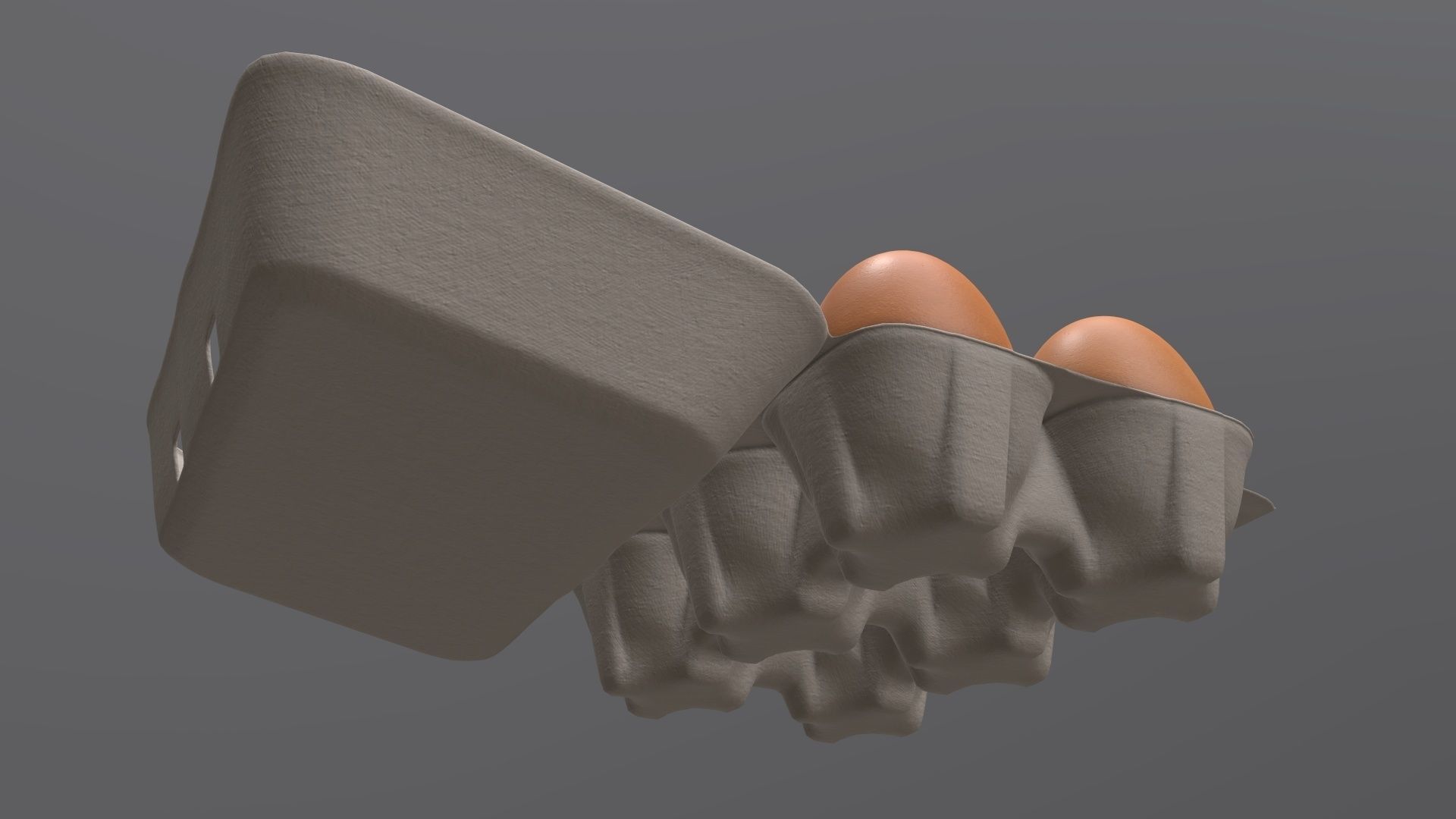 Egg paper cardboard package for 6 eggs opened 3D model_4