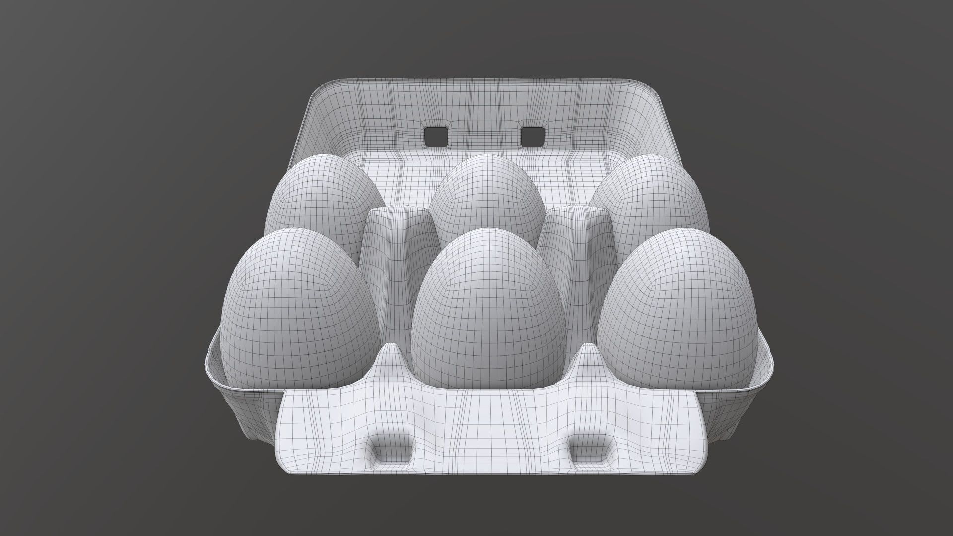 Egg paper cardboard package for 6 eggs opened 3D model_6