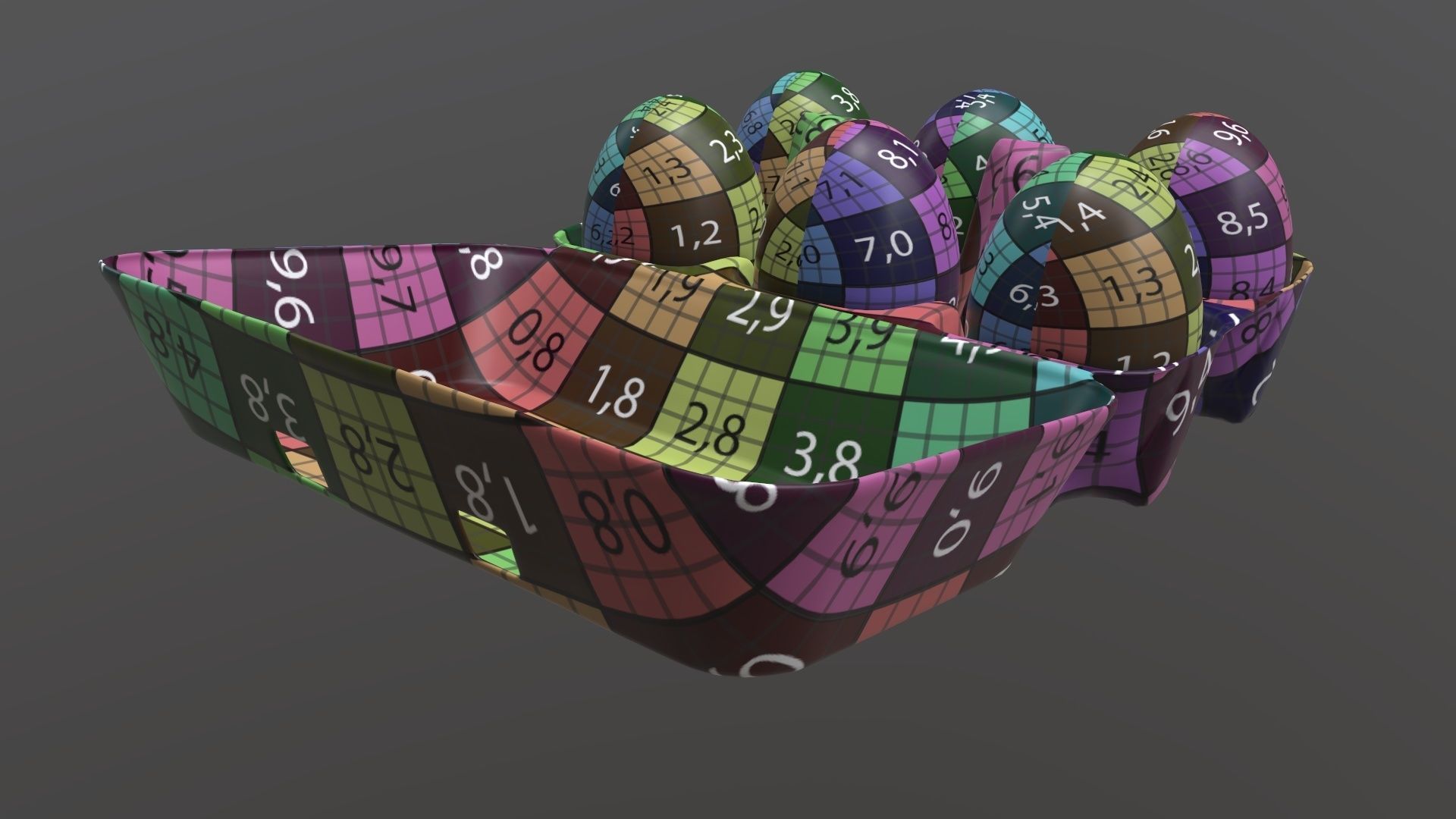 Egg paper cardboard package for 6 eggs opened 3D model_11