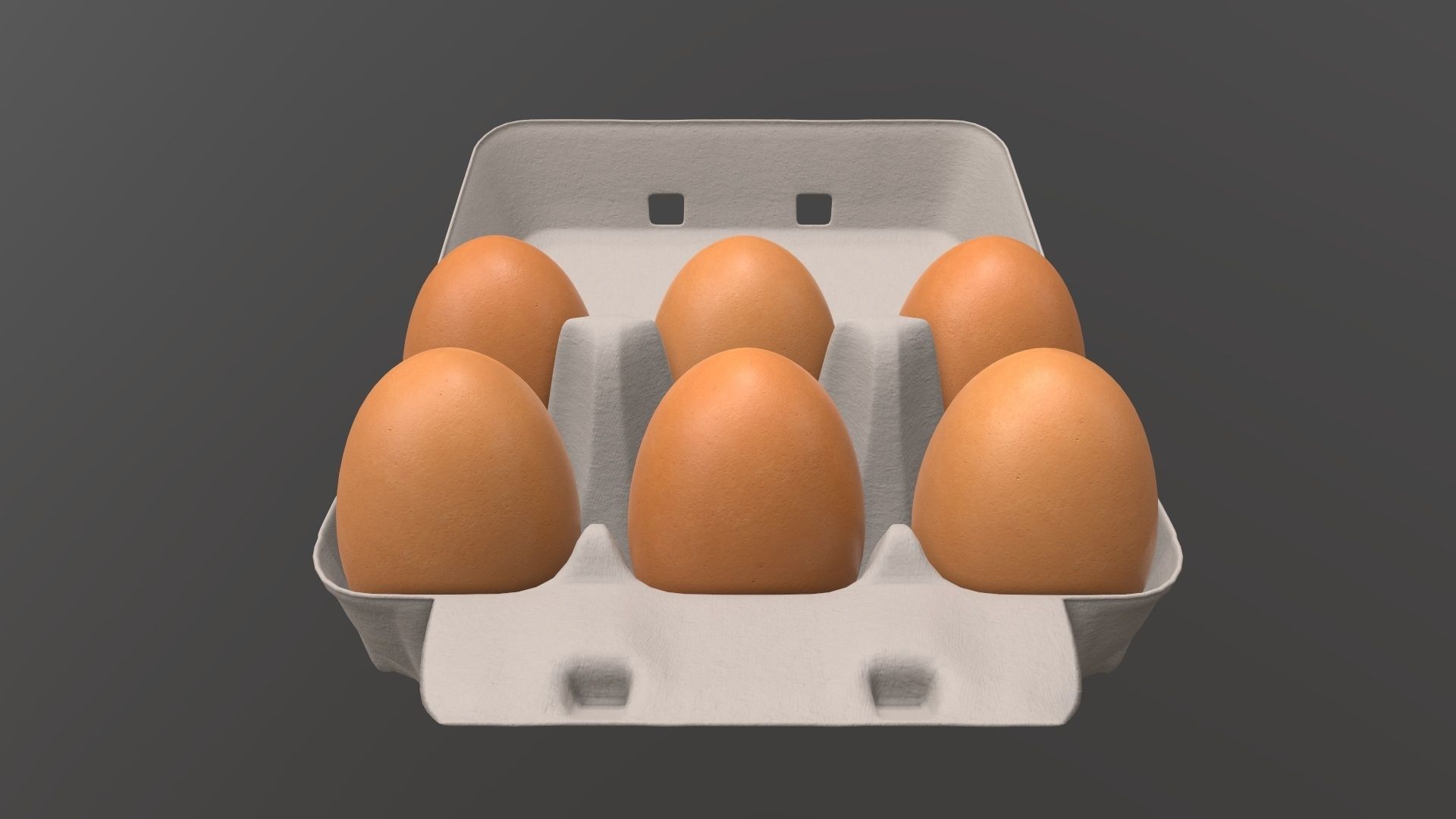 Egg paper cardboard package for 6 eggs opened 3D model_2