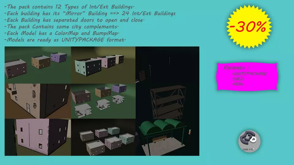 Interior and Exterior Buildings 3D model_0