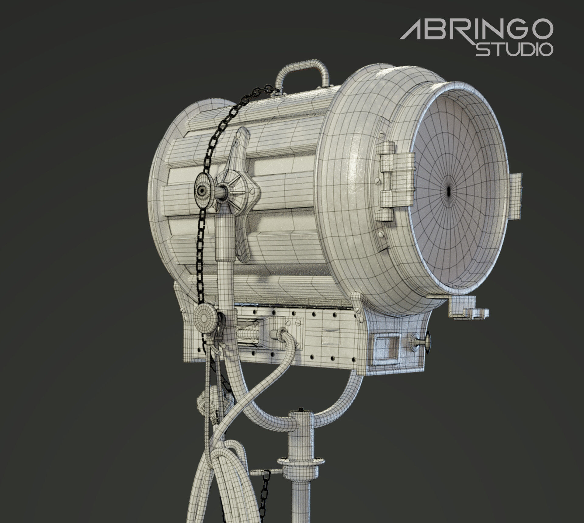 Vintage spot light 3D model_2