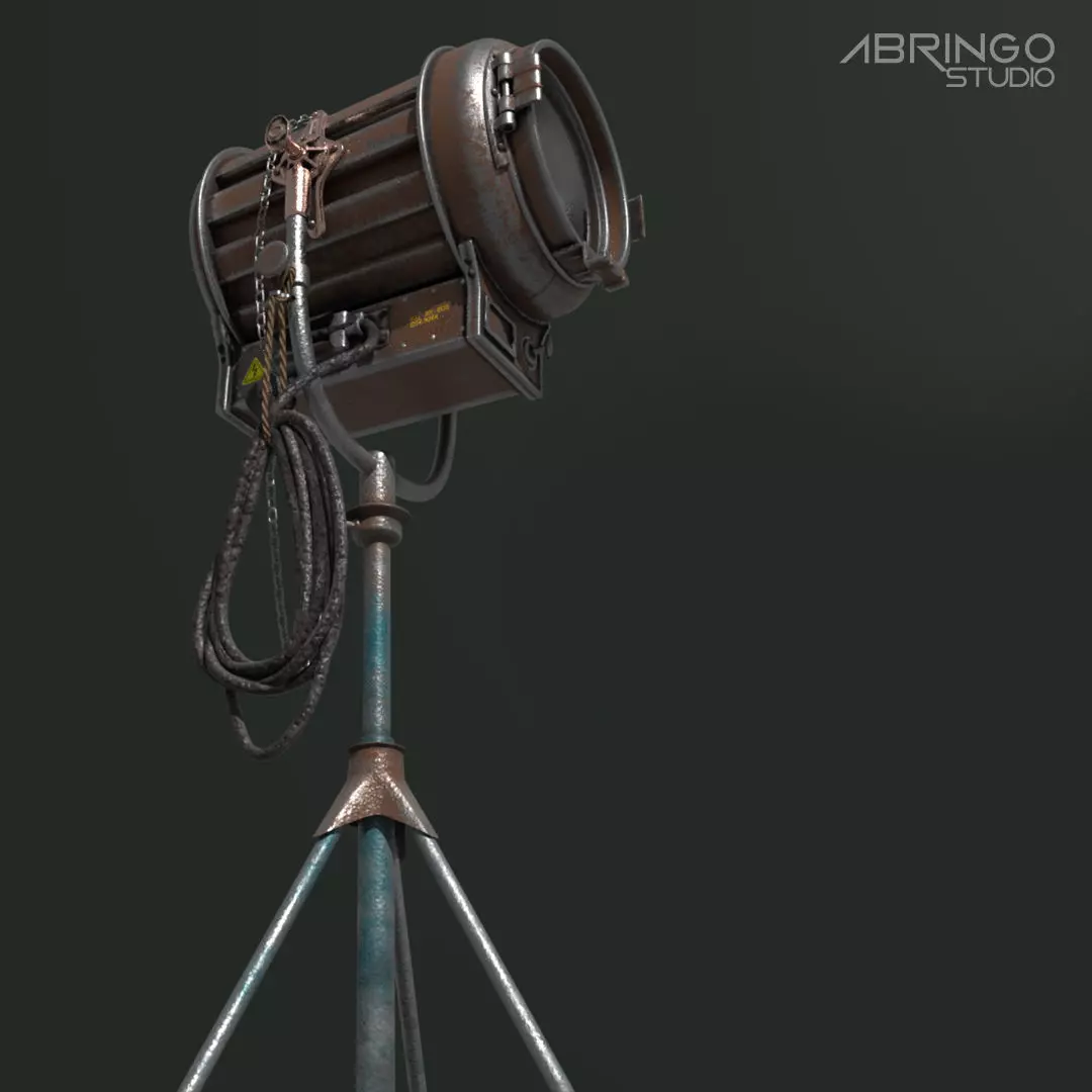 Vintage spot light 3D model_0