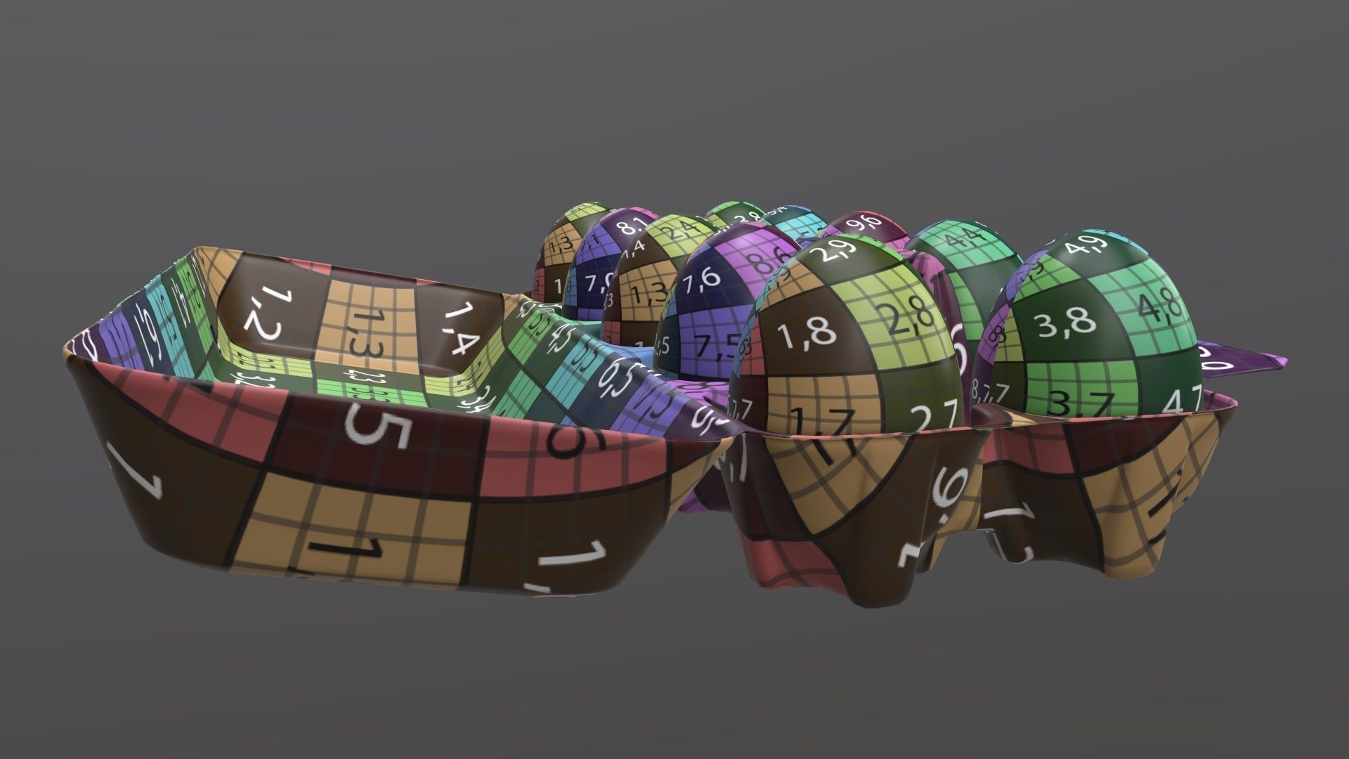 Egg paper cardboard package for 10 eggs opened 3D model_11