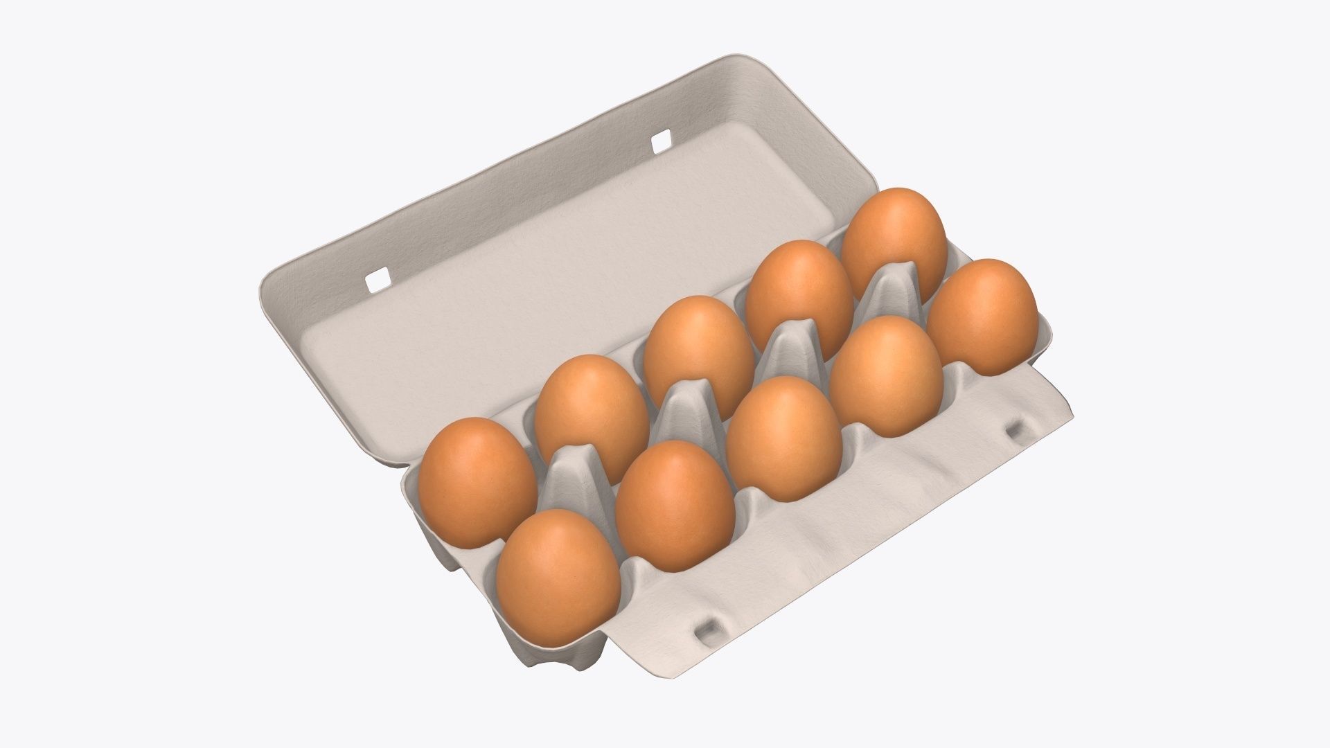 Egg paper cardboard package for 10 eggs opened 3D model CGTrader