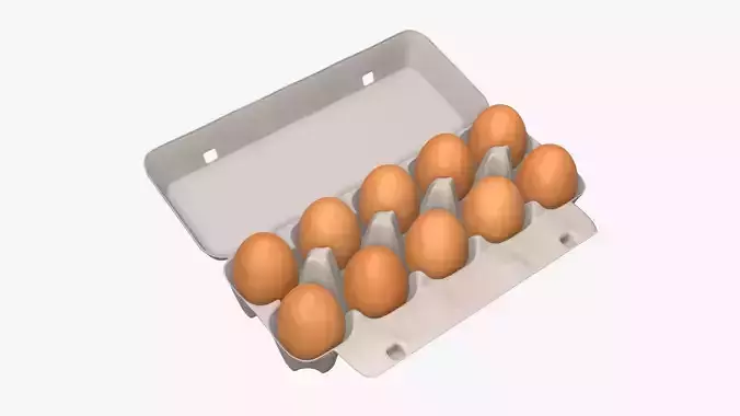 Egg paper cardboard package for 10 eggs opened 3D model