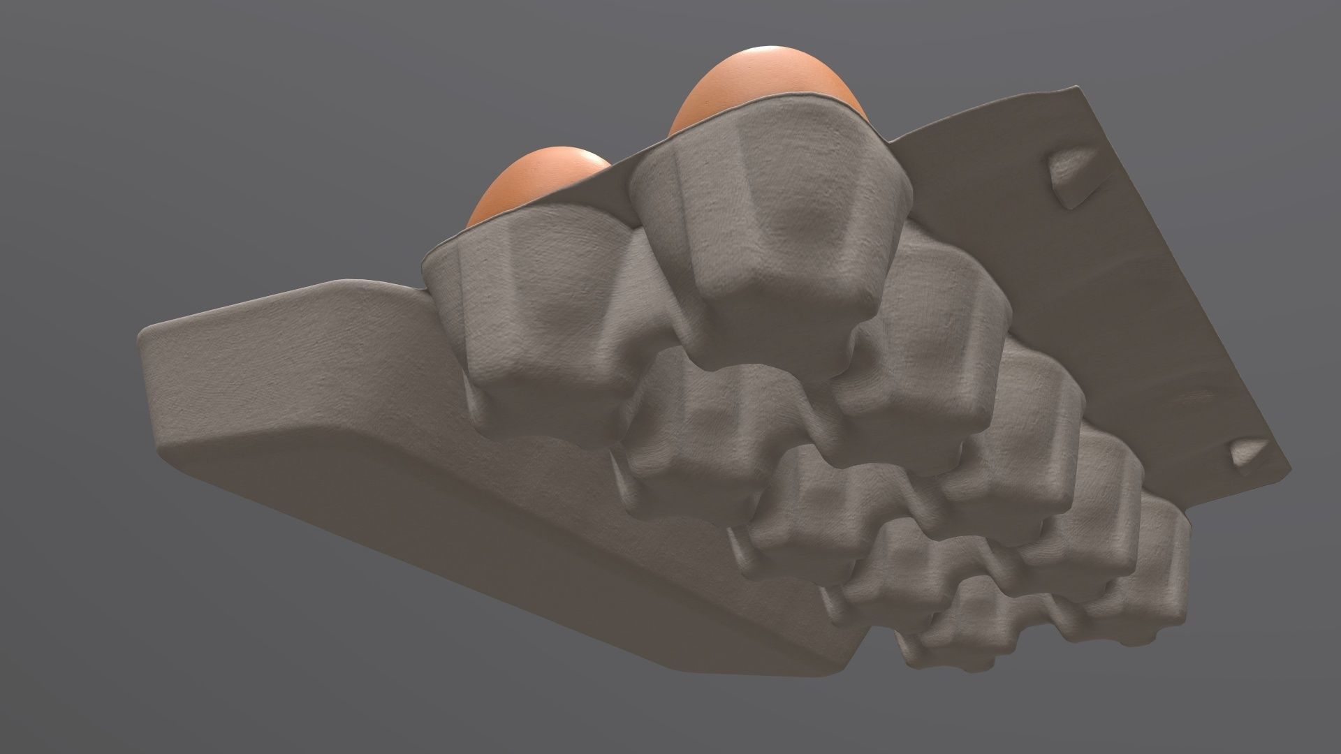 Egg paper cardboard package for 10 eggs opened 3D model_4