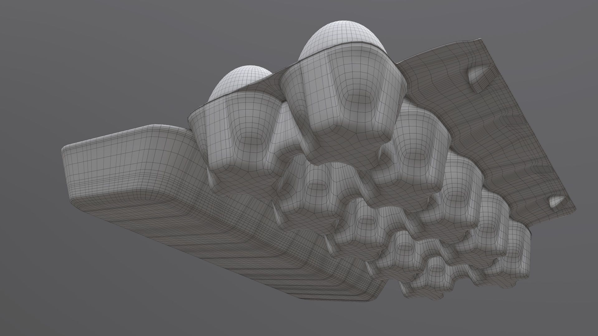 Egg paper cardboard package for 10 eggs opened 3D model_8