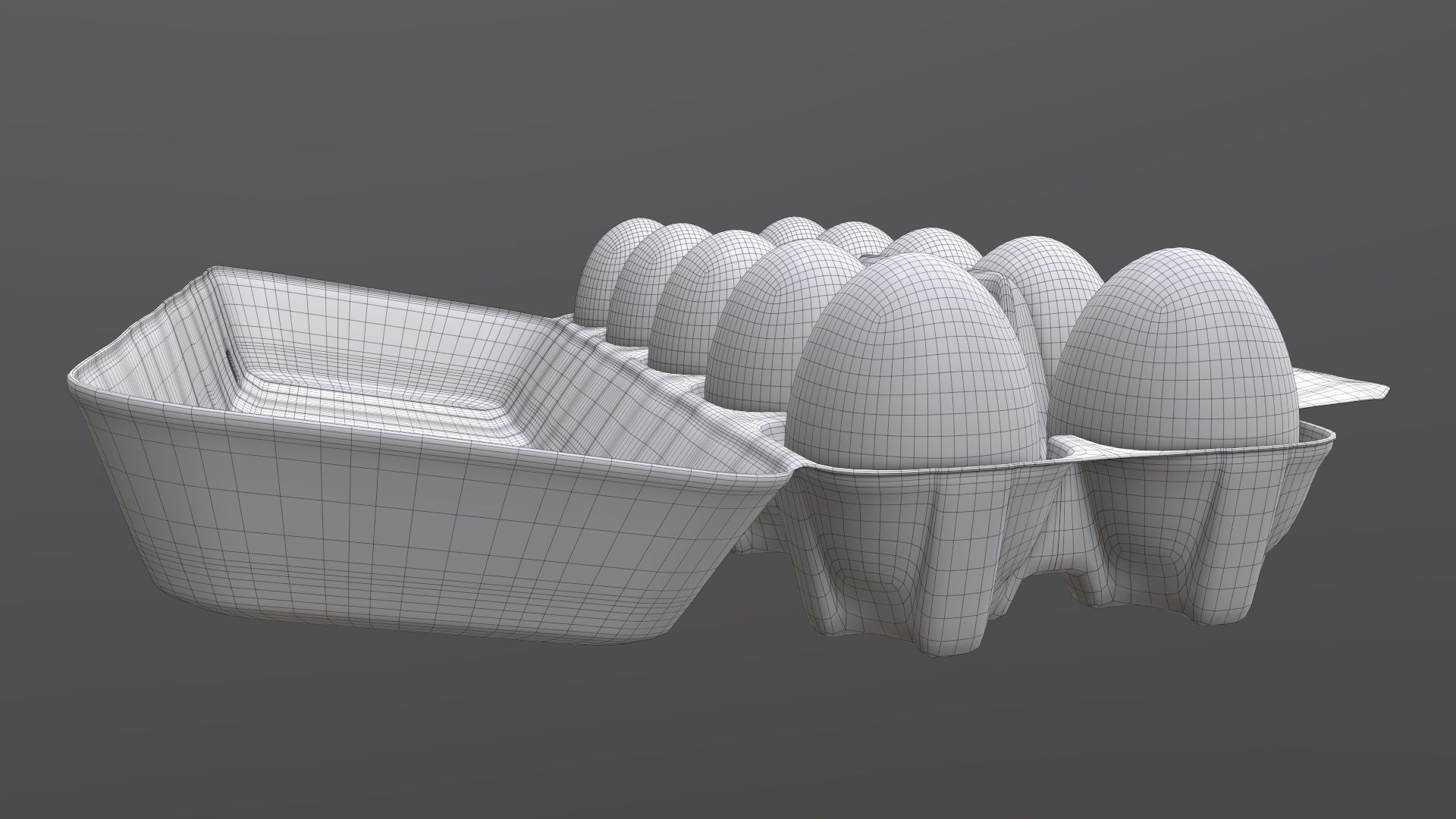 Egg paper cardboard package for 10 eggs opened 3D model_7