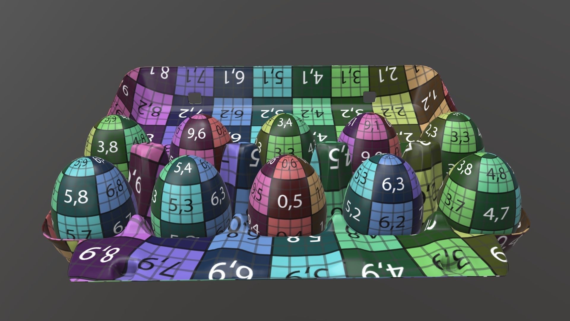 Egg paper cardboard package for 10 eggs opened 3D model_10