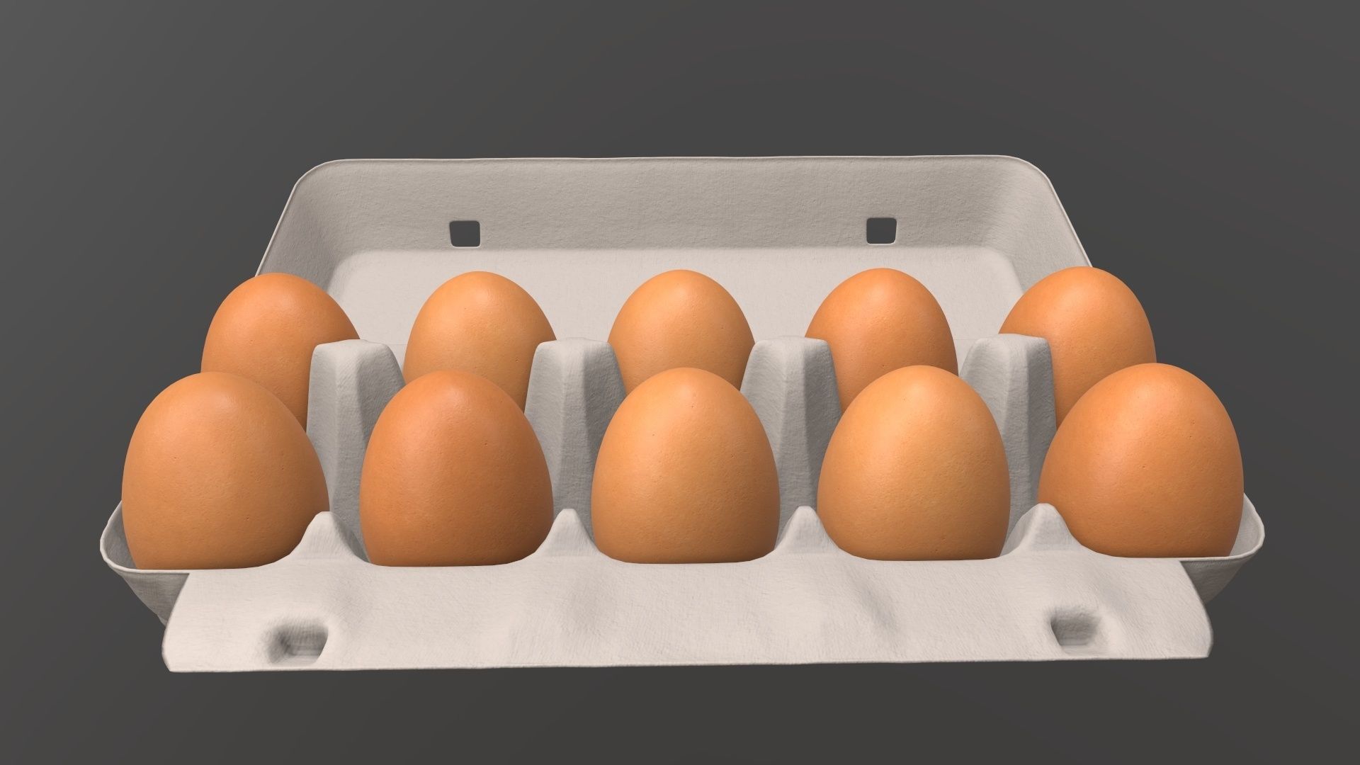 Egg paper cardboard package for 10 eggs opened 3D model_2