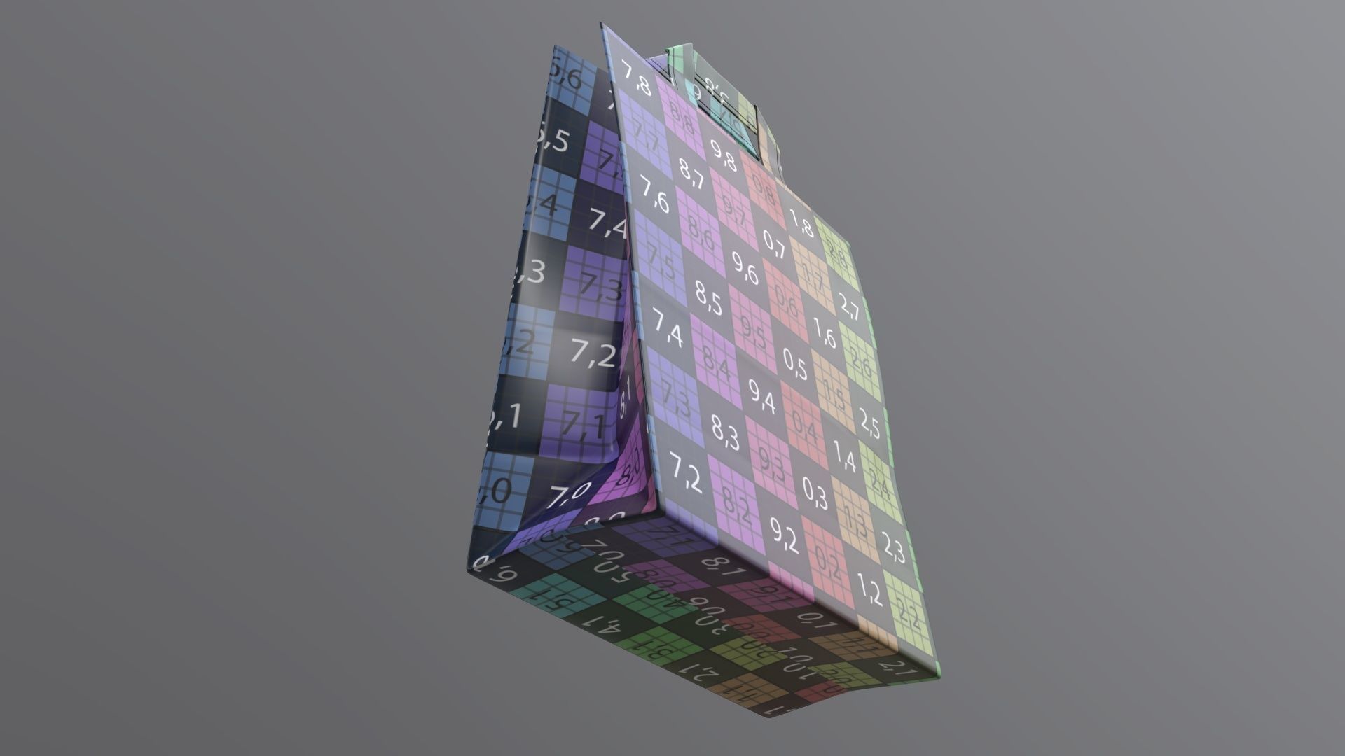 Paper gift food store bag large with handle 3D model_12