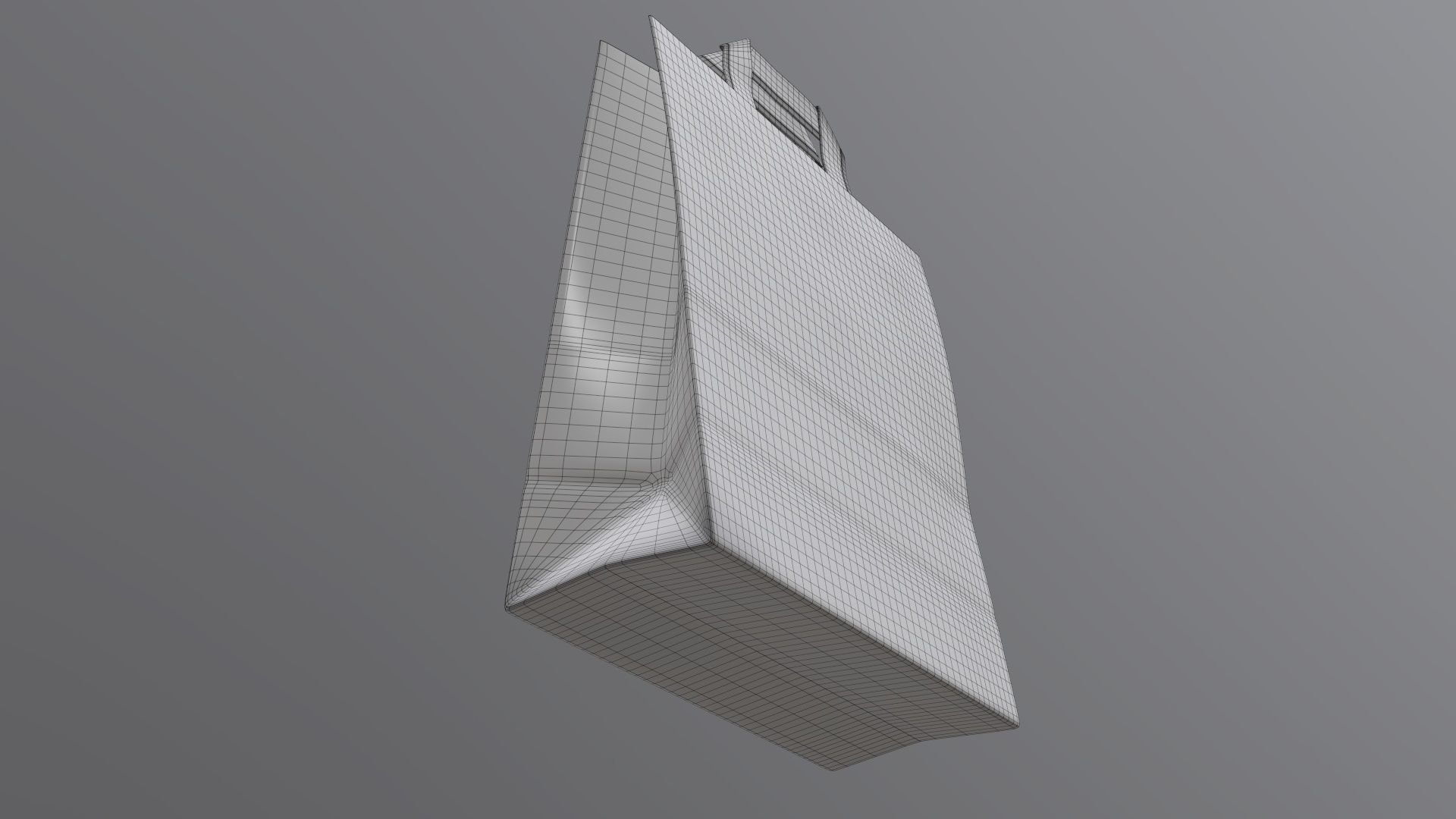 Paper gift food store bag large with handle 3D model_8