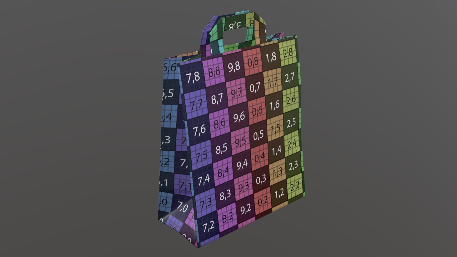 Paper gift food store bag large with handle 3D model_9